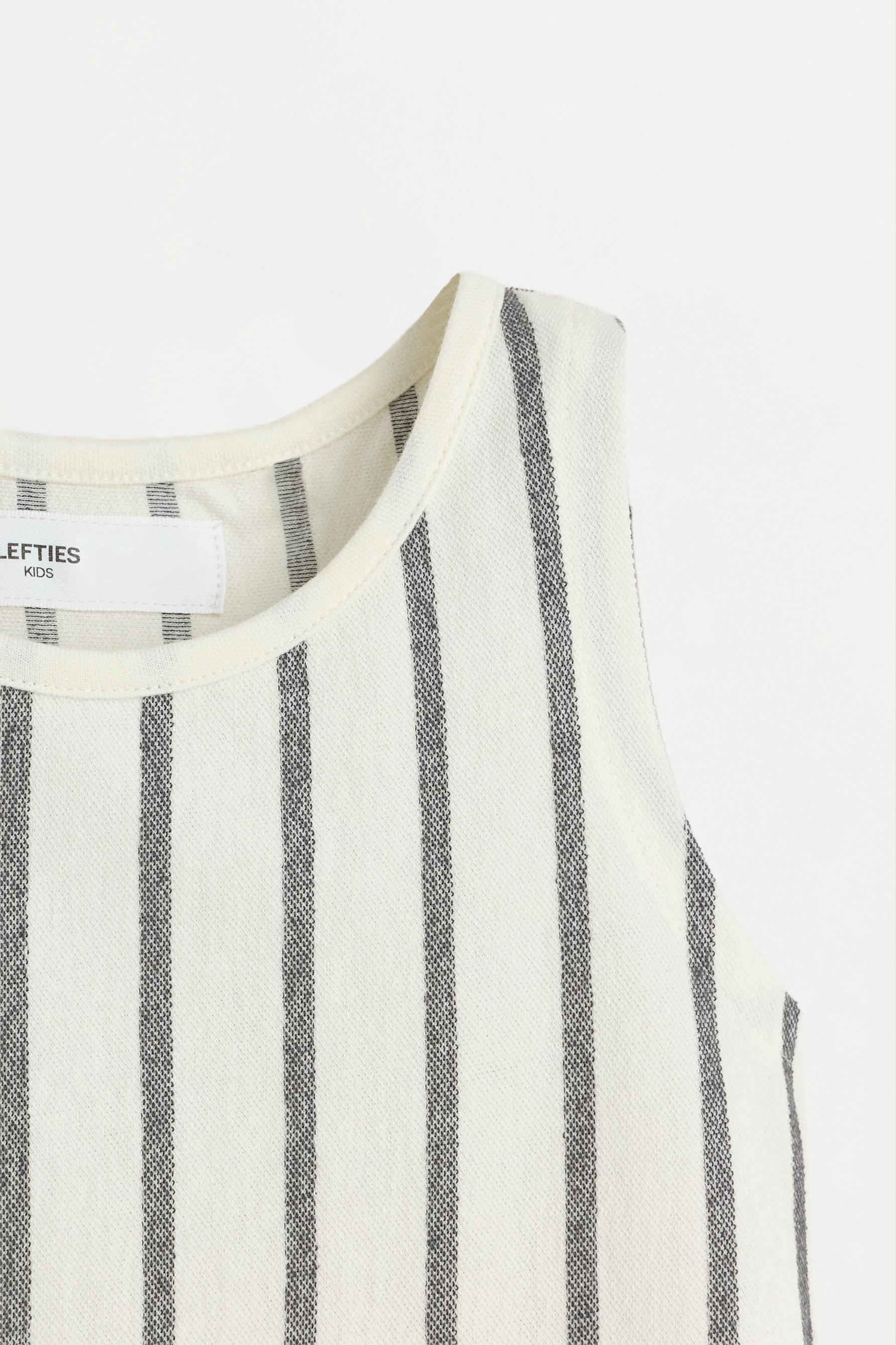 Striped top with ties — ECRU/BLACK