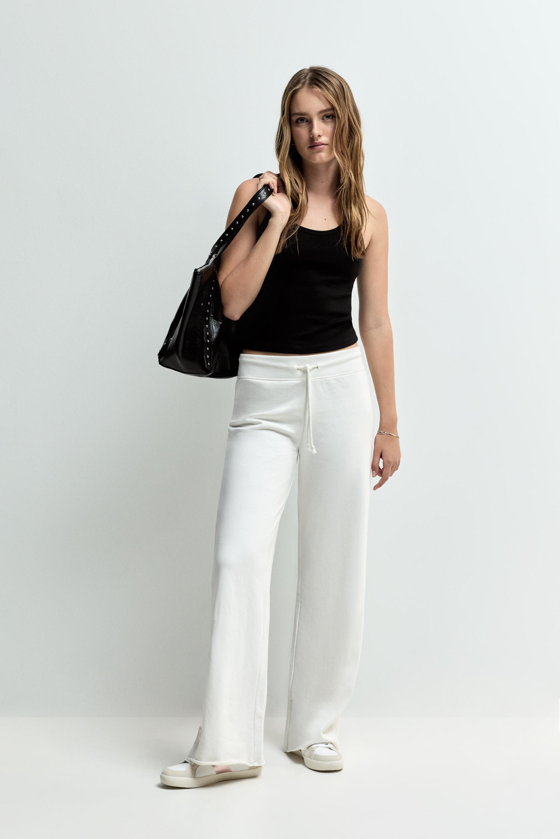Wide-leg tracksuit trousers — ECRU