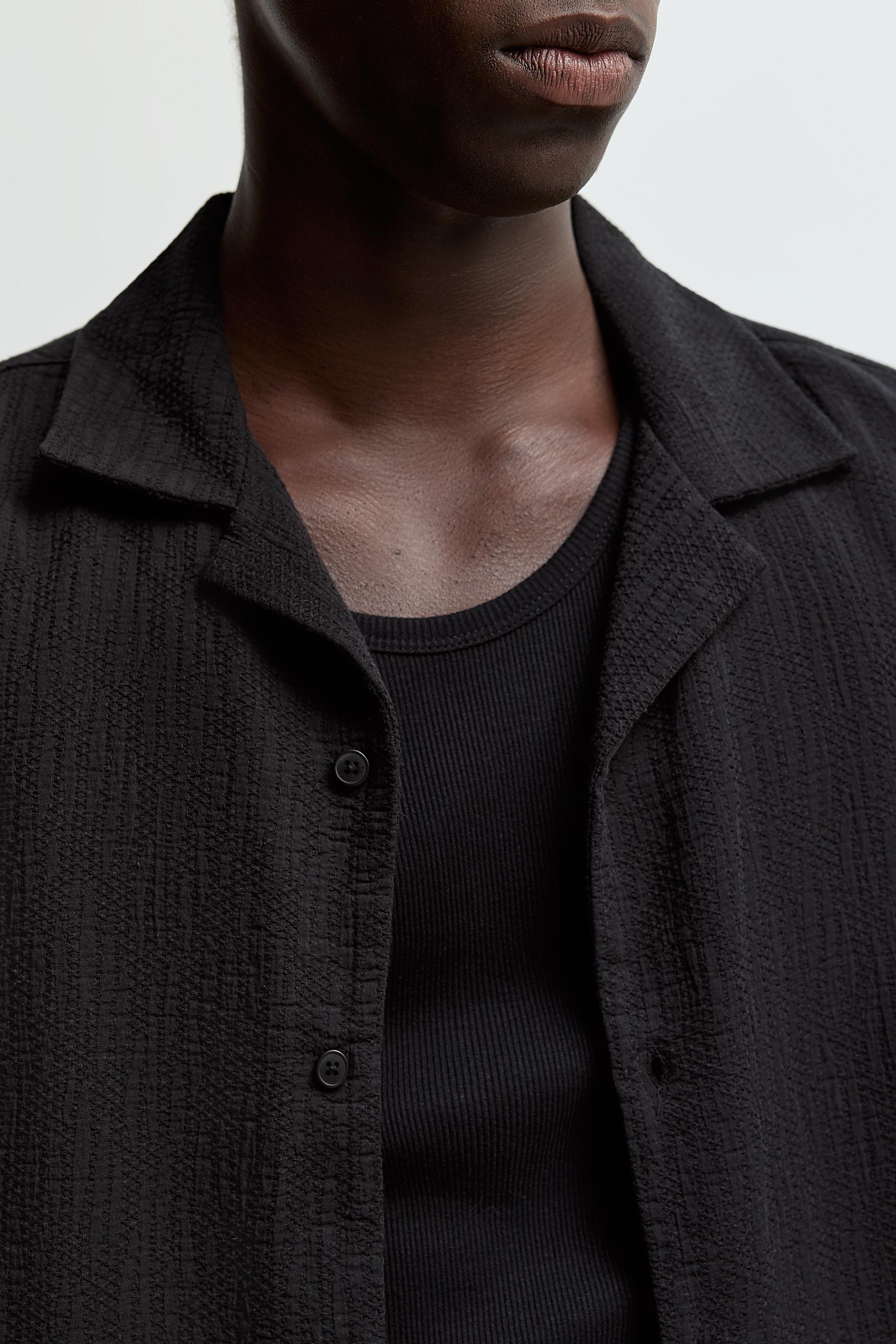 Relaxed fit jacquard shirt — BLACK