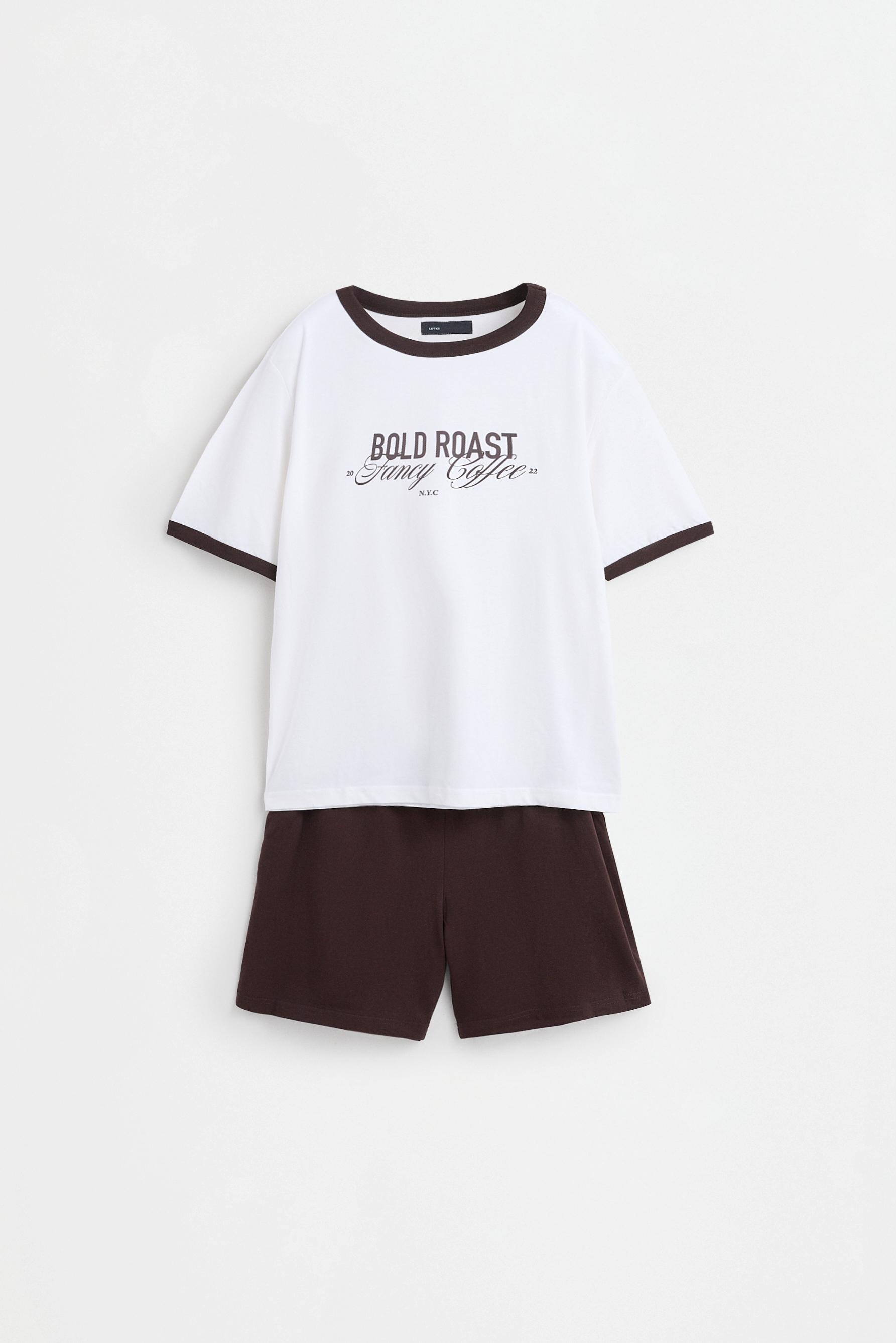 Straight fit printed short pyjamas — WHITE