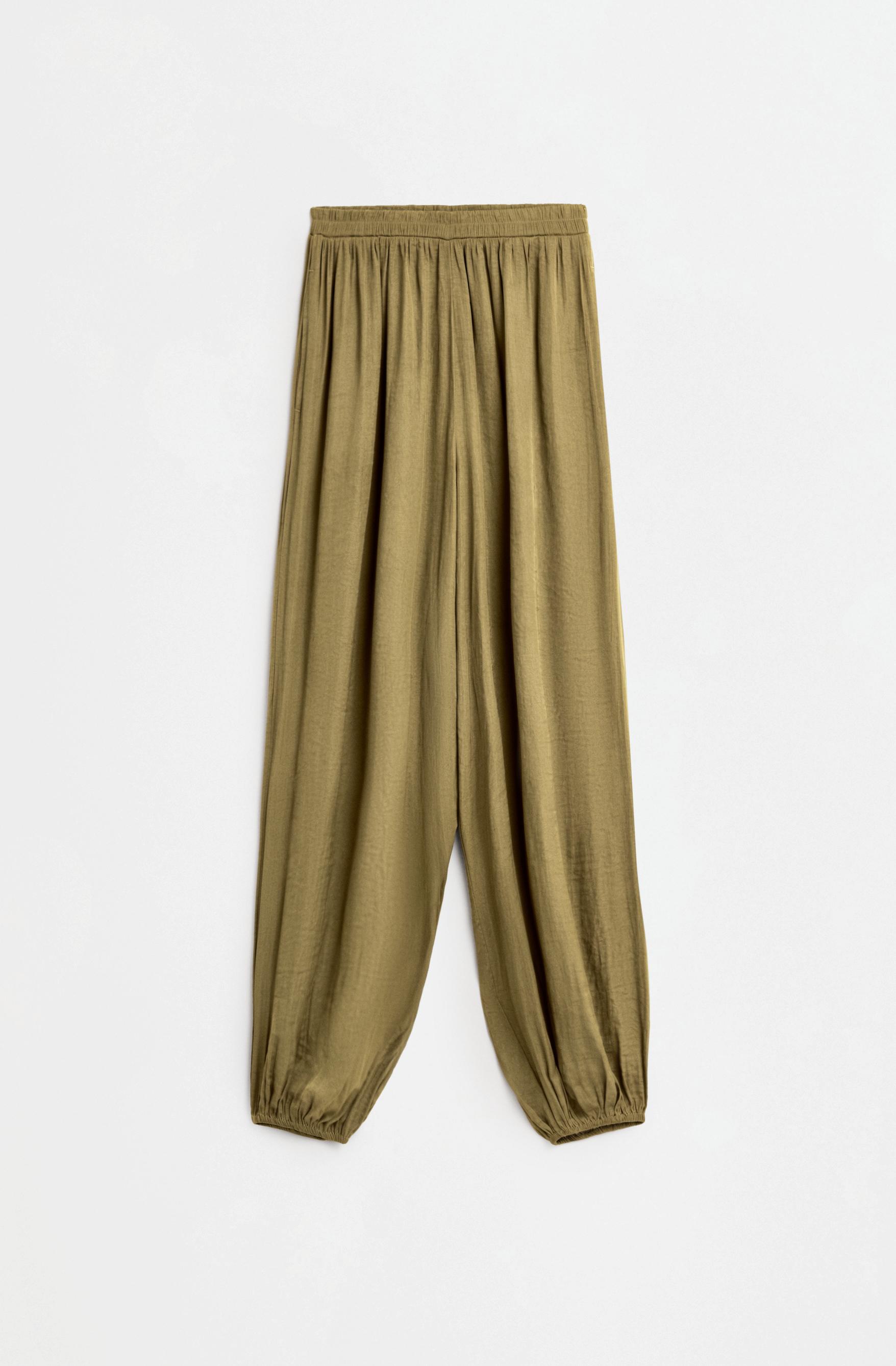 Satin sarouel trousers — KHAKI