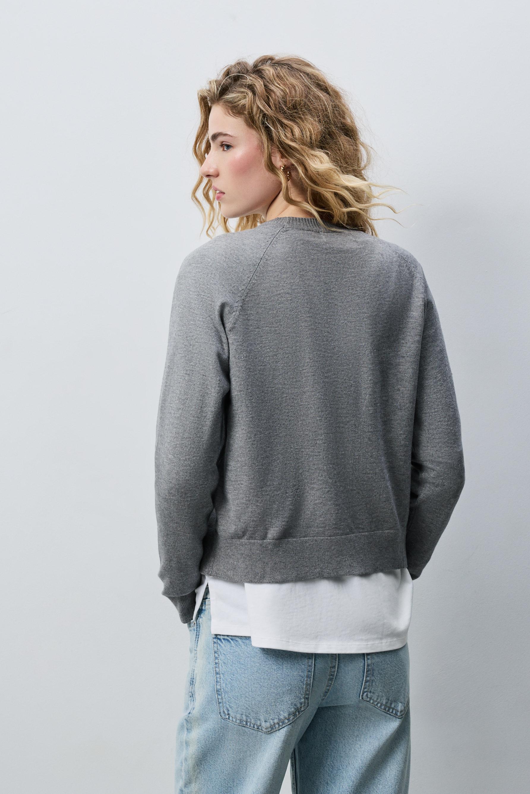 Round neck sweater — GREY MARL