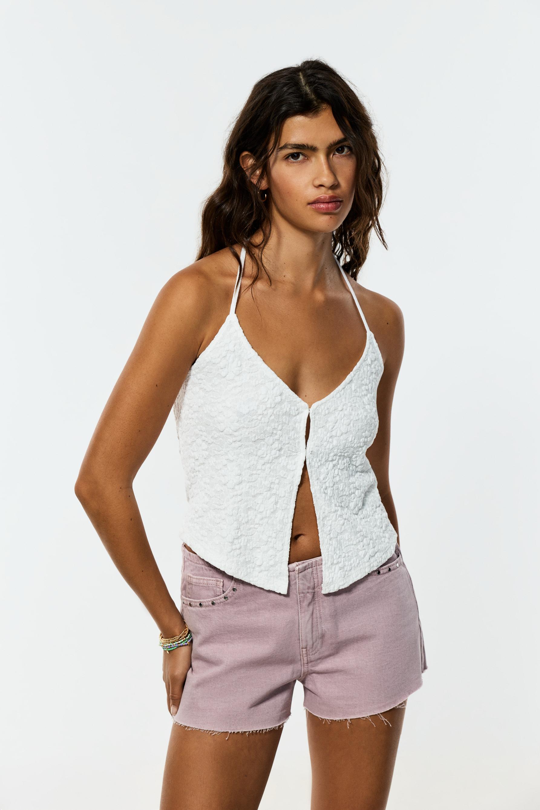 Lace halter top — OFF WHITE