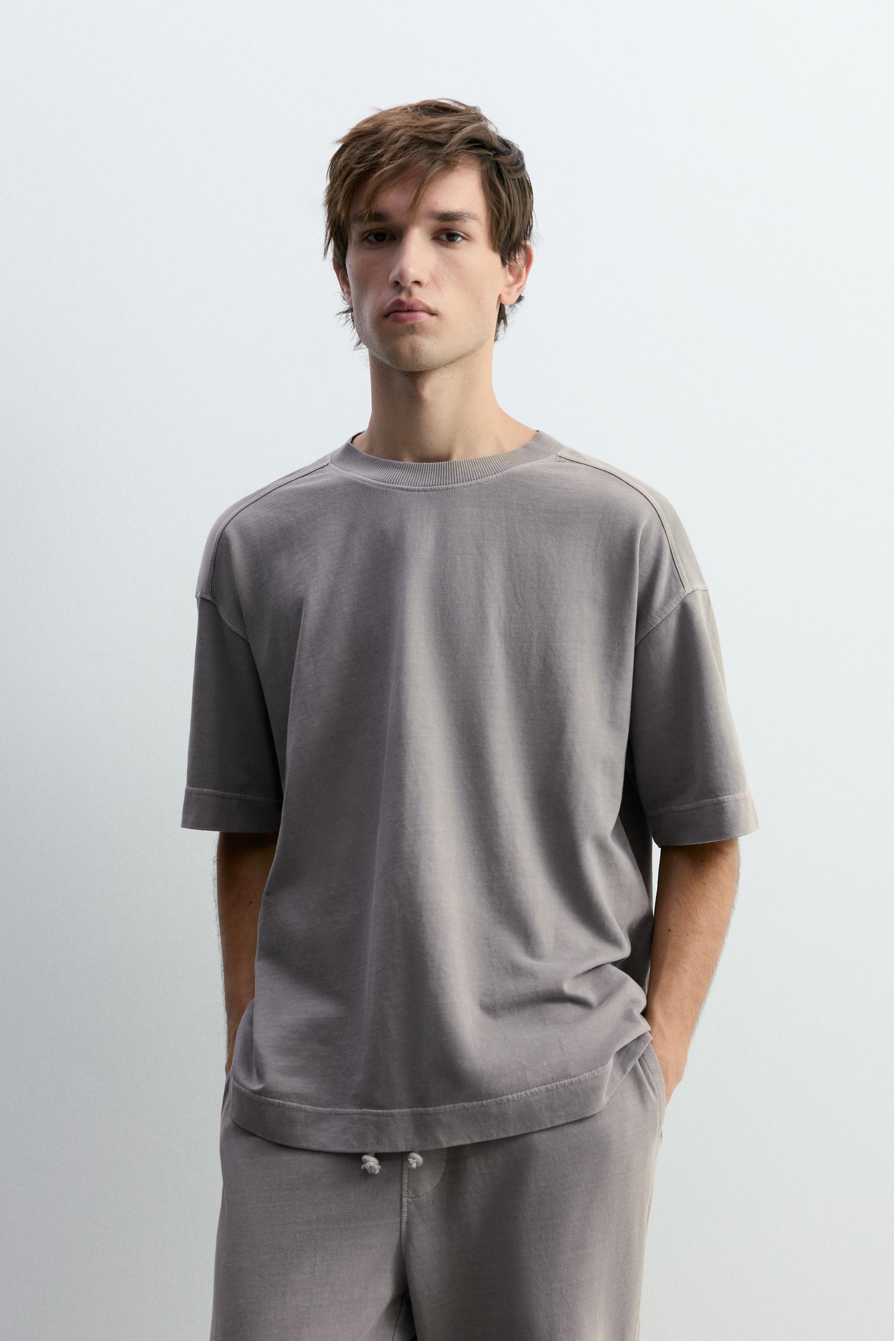 Sudadera manga corta efecto lavado