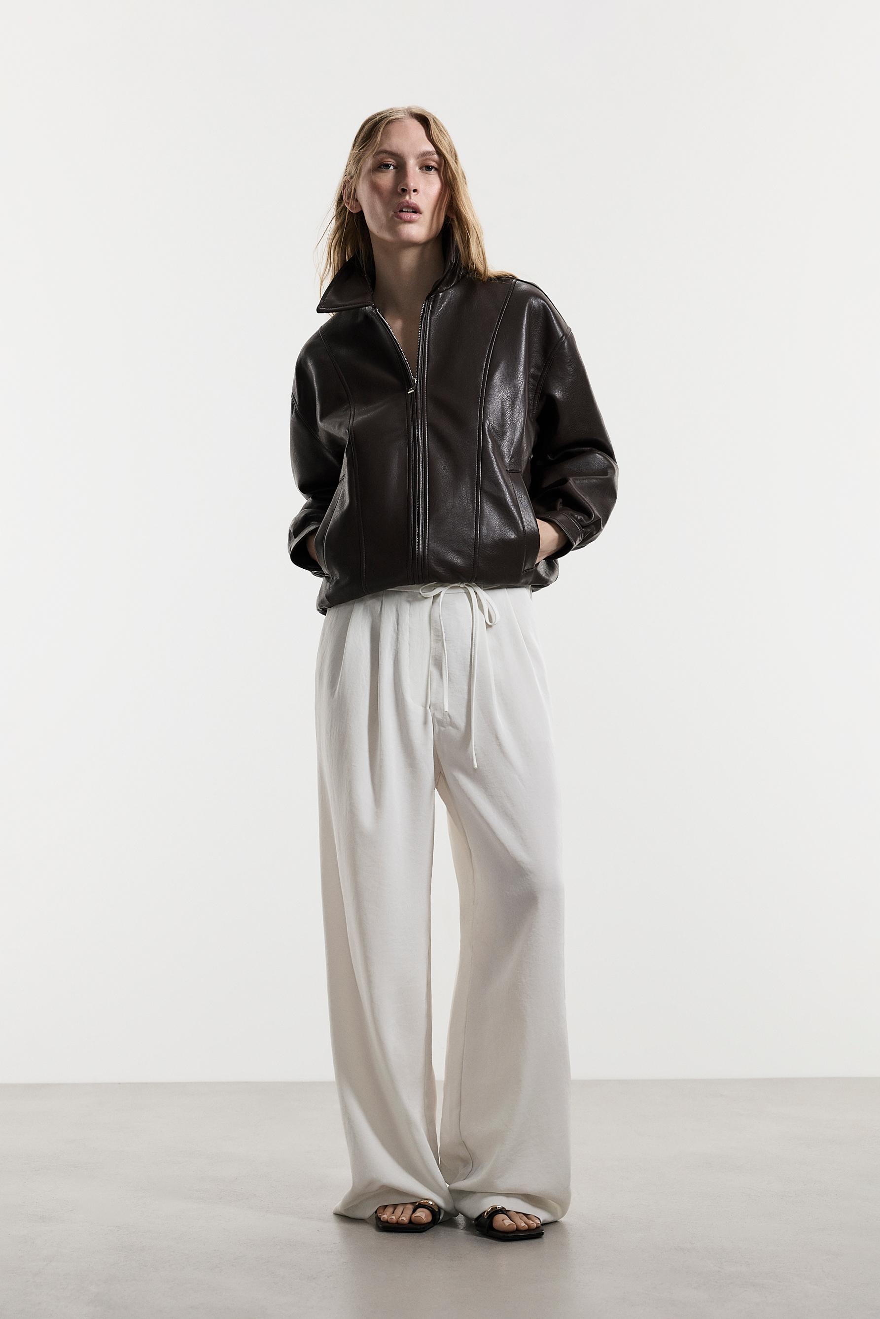 Satin wide-leg trousers — OFF WHITE