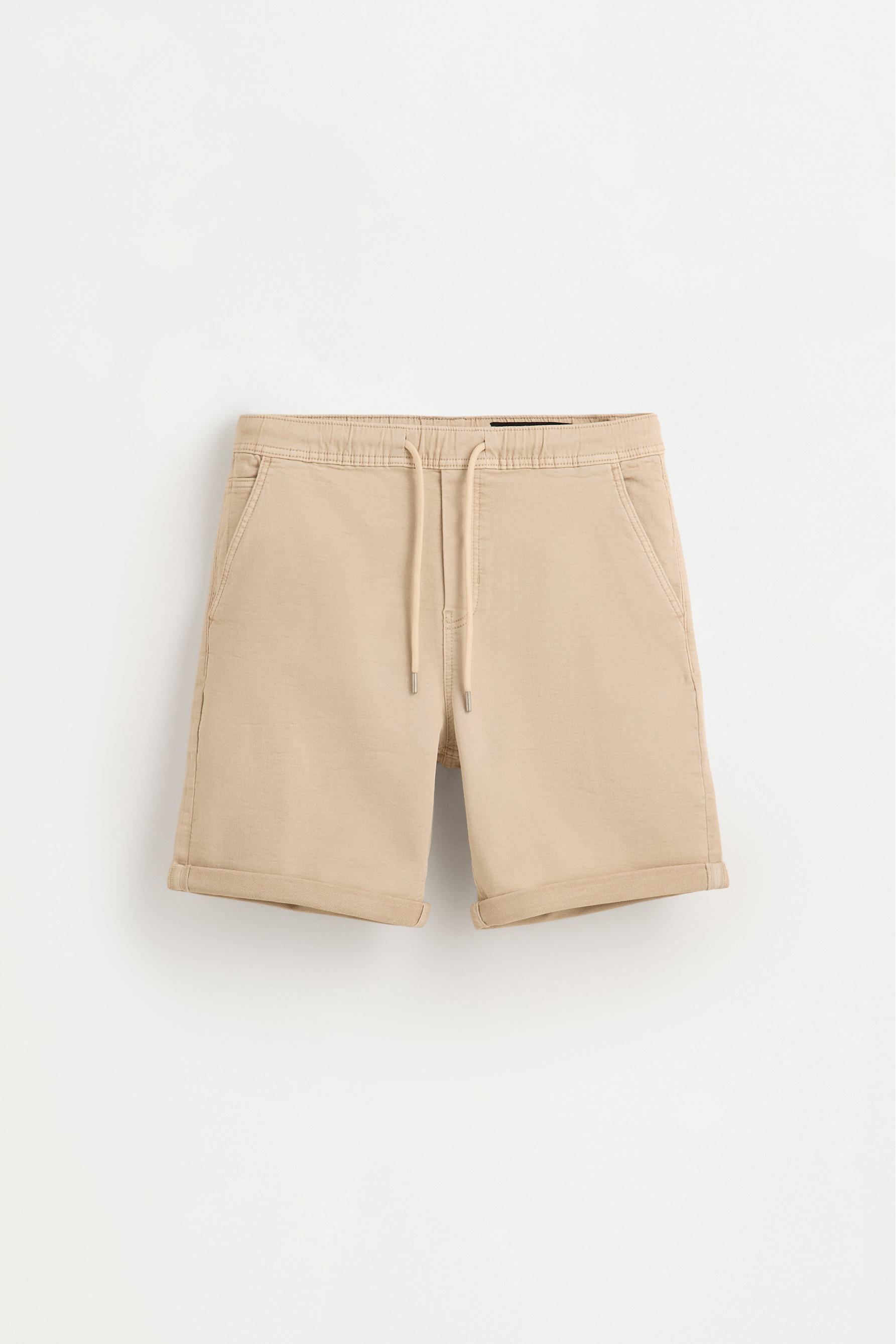 Denim jogger Bermuda shorts — MEDIUM BEIGE