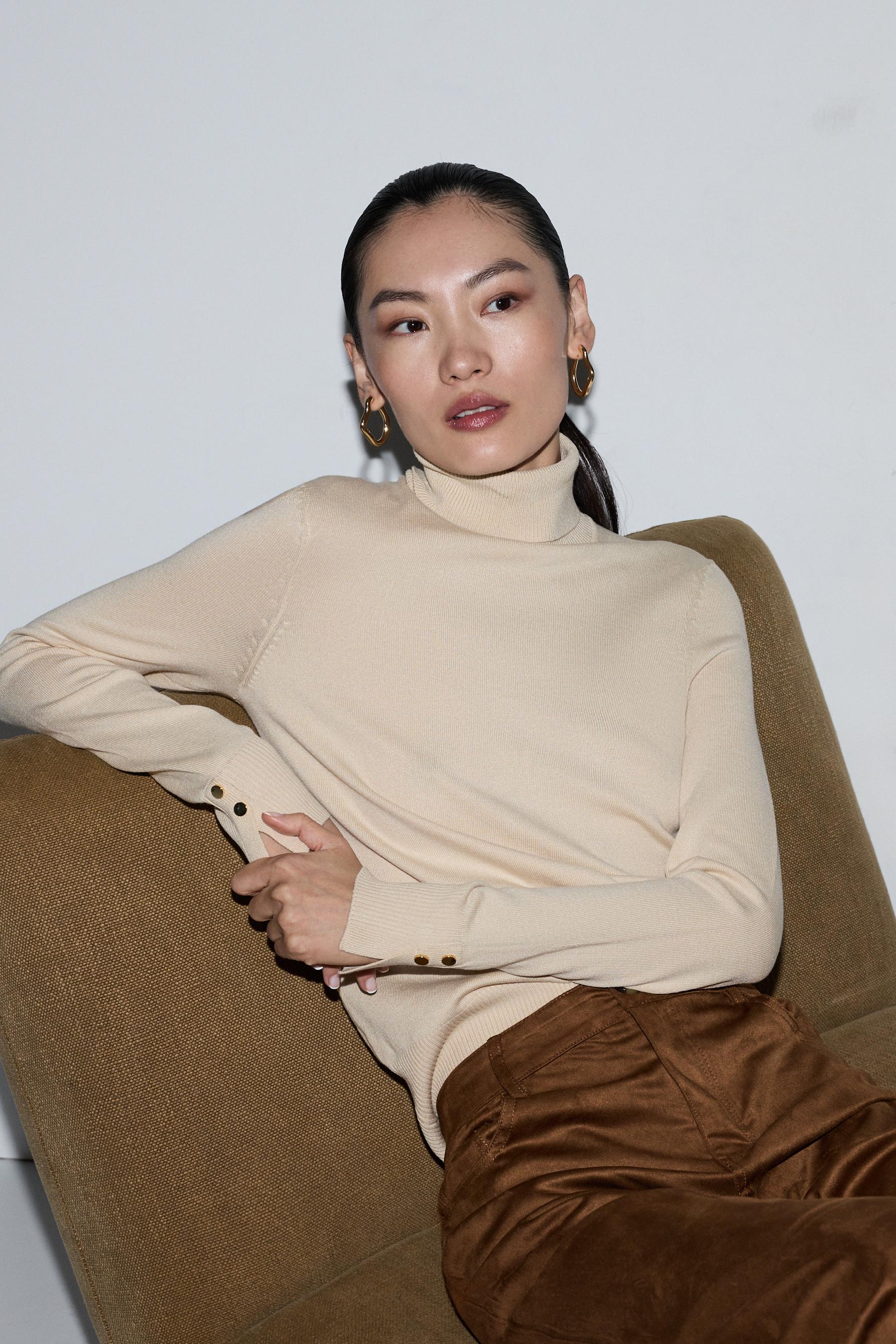 Roll neck sweater — BEIGE MARL