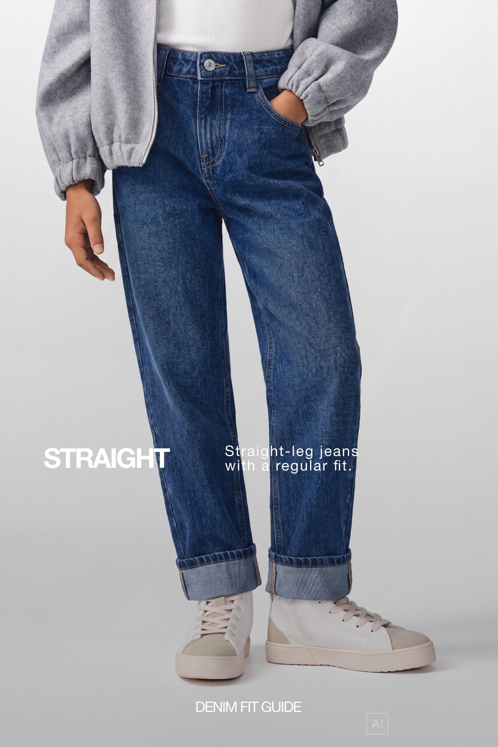 Straight-leg cuffed jeans — INDIGO