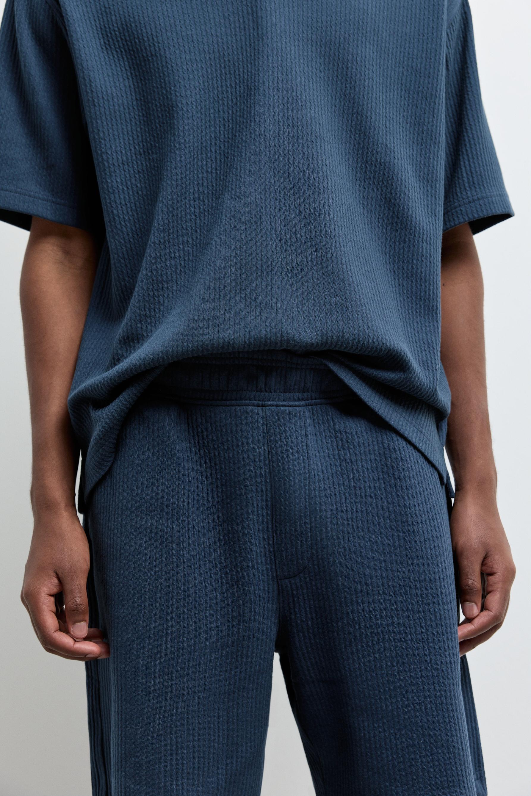 Textured tracksuit Bermuda shorts — OCEAN BLUE