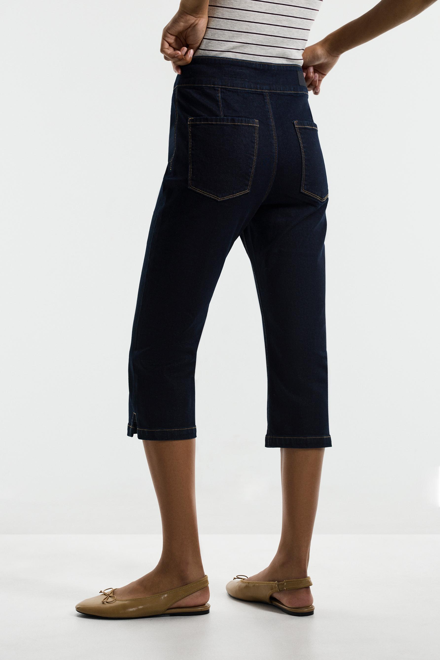 Contrast stitch capri jeans — NAVY