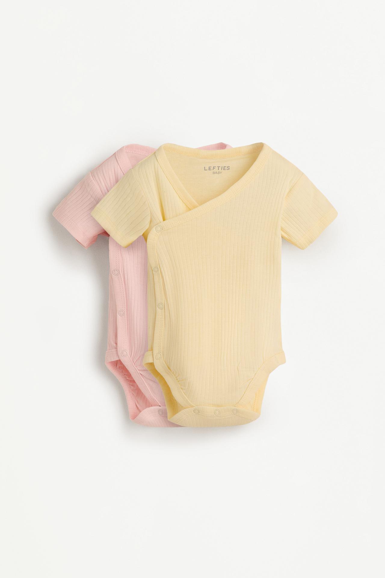 Pack of 2 ribbed crossover bodysuits — PINK