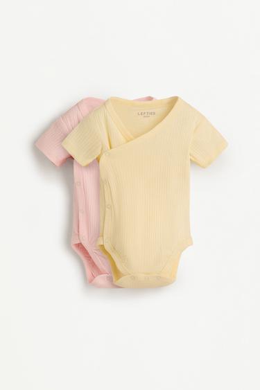 Pack of 2 ribbed crossover bodysuits — PINK 1