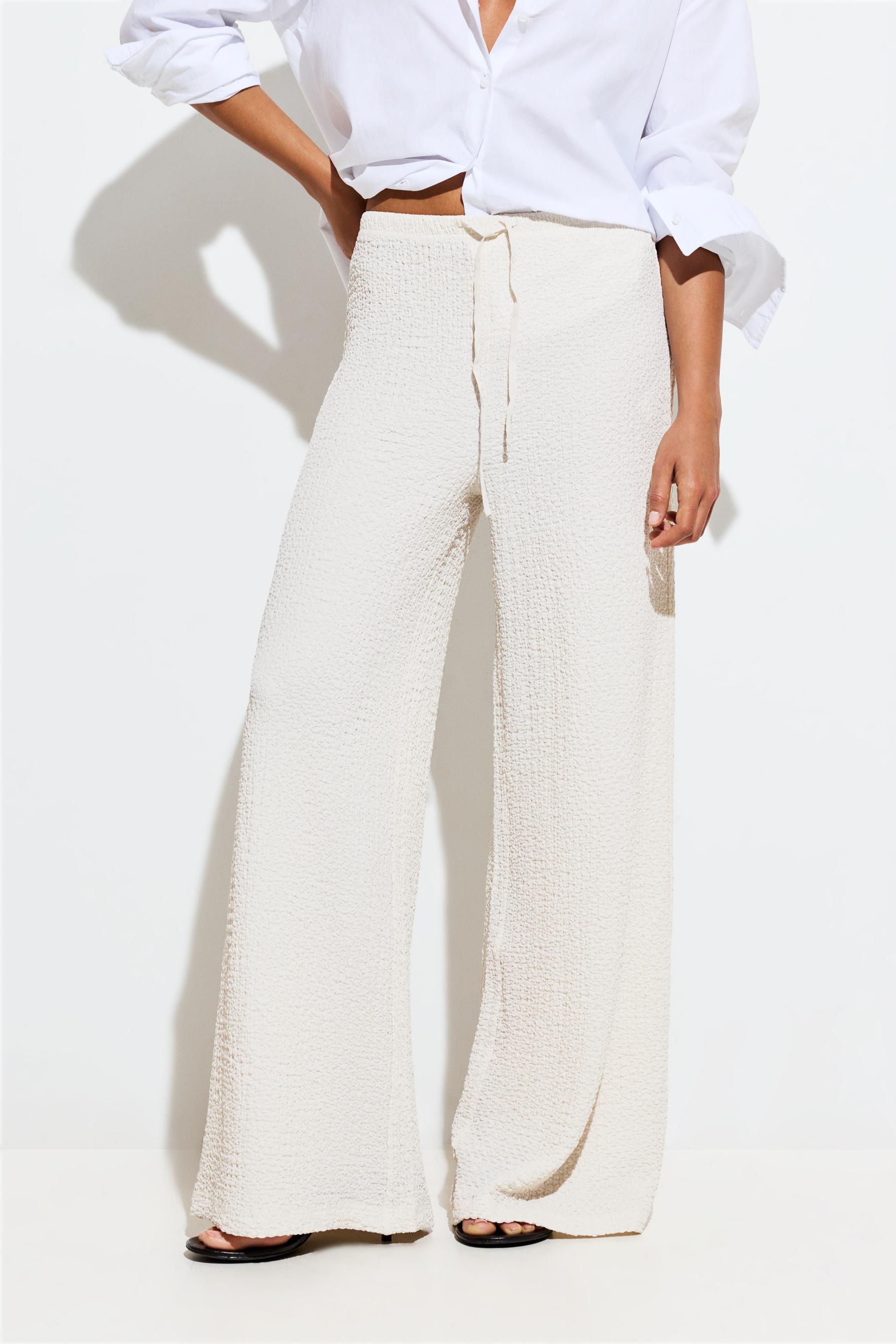 Textured wide-leg trousers — OFF WHITE