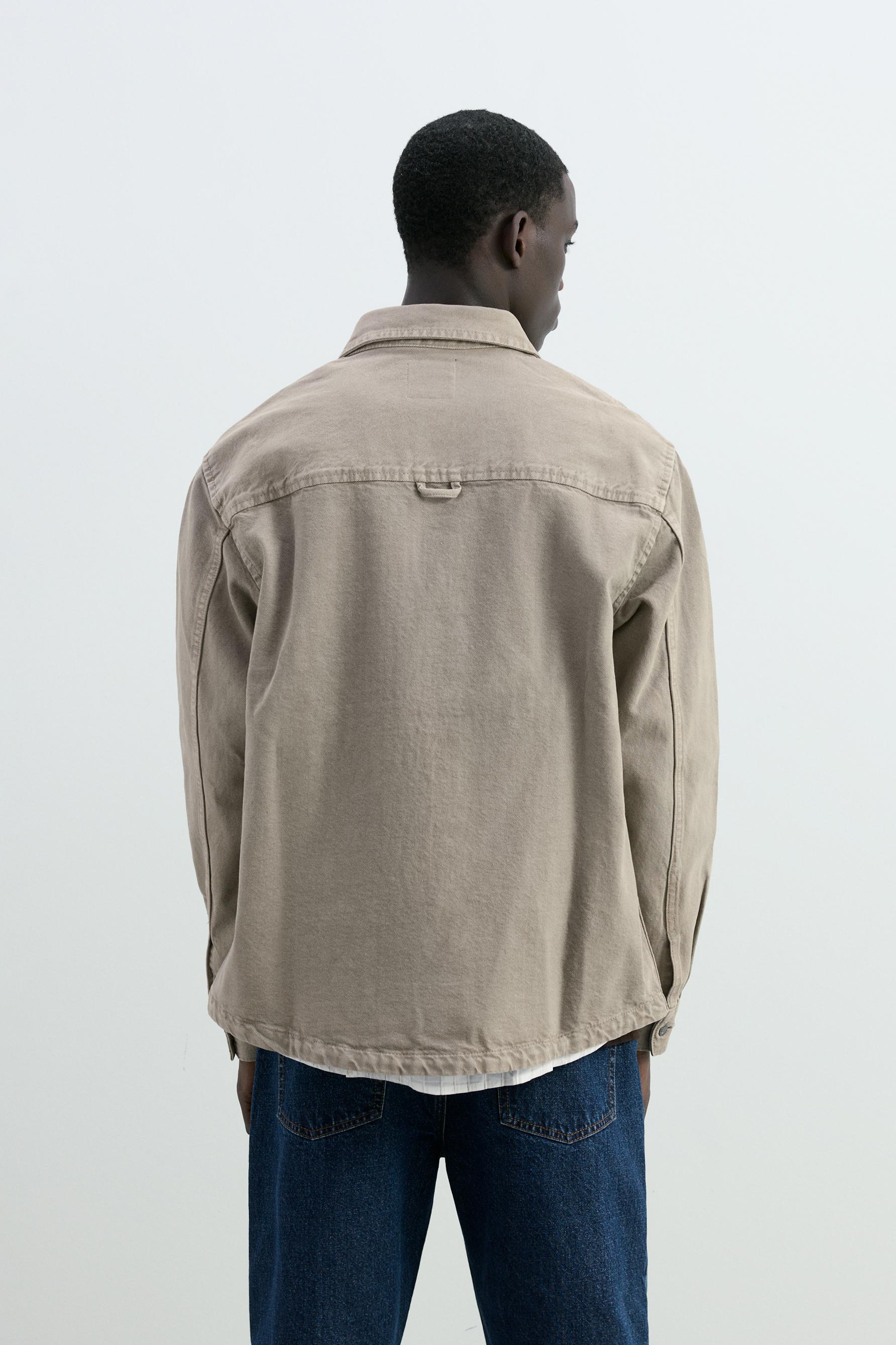 Denim overshirt with pocket — GREY