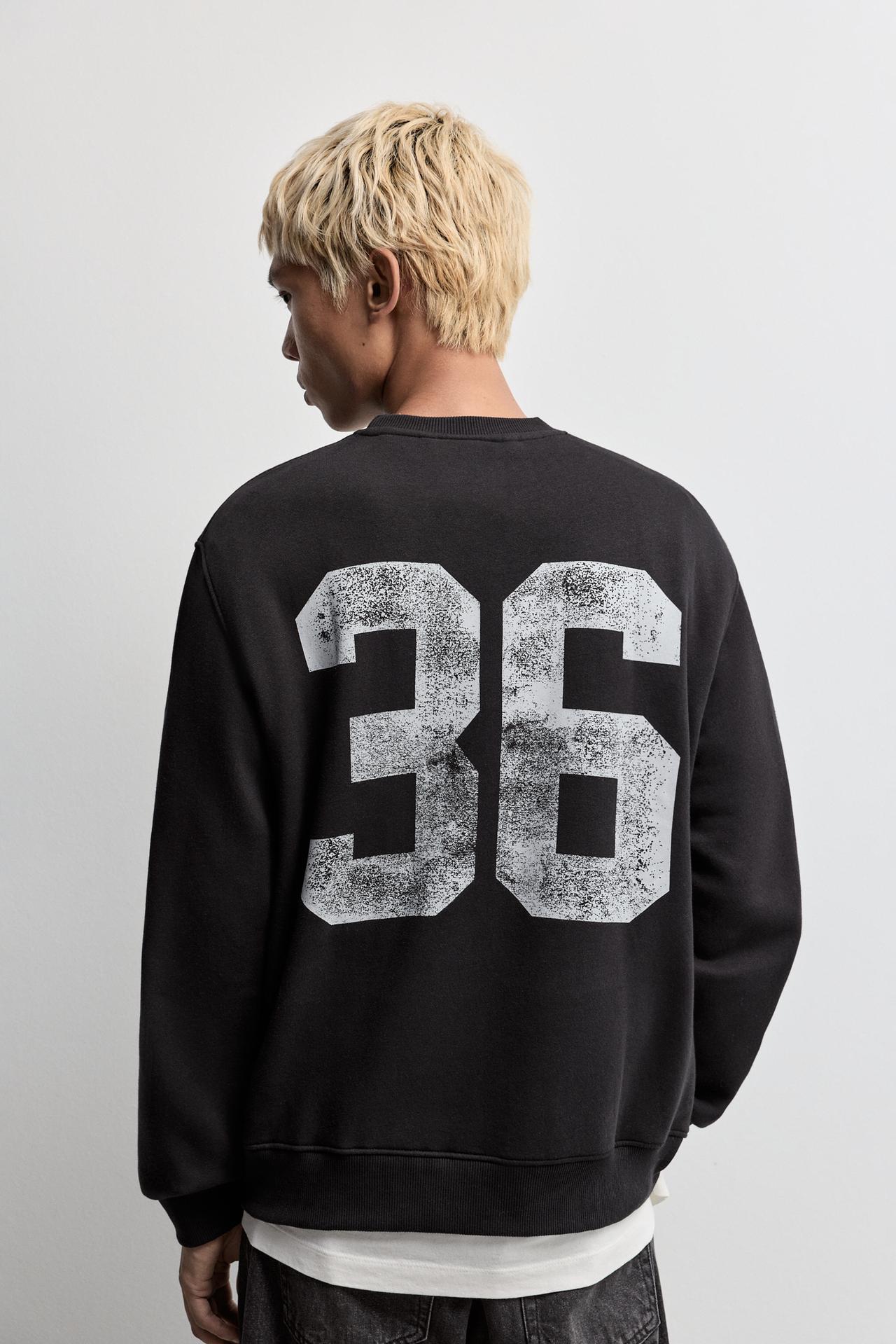 Text print sweatshirt — BLACK