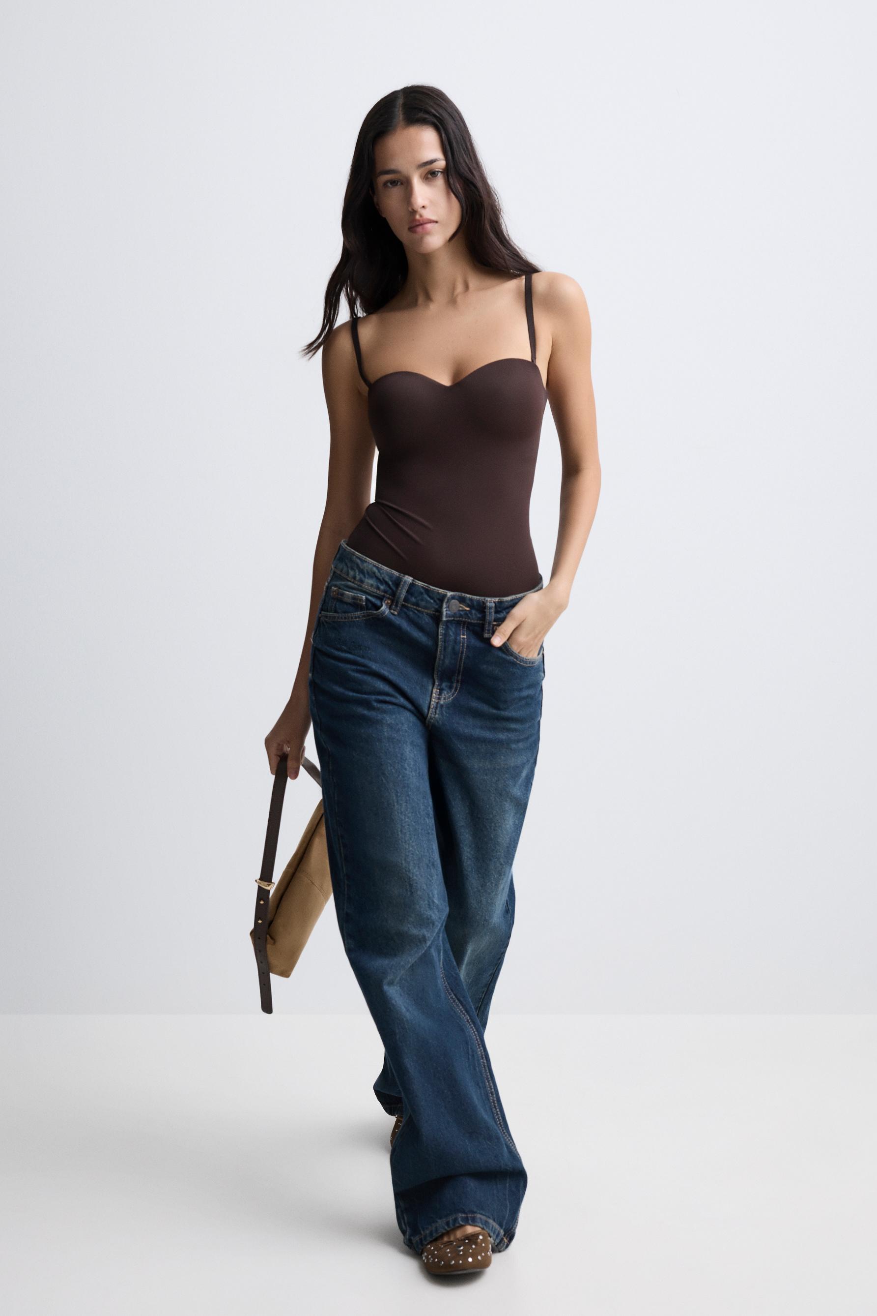 Pre-shaped bodysuit with removable straps — CHOCOLATE