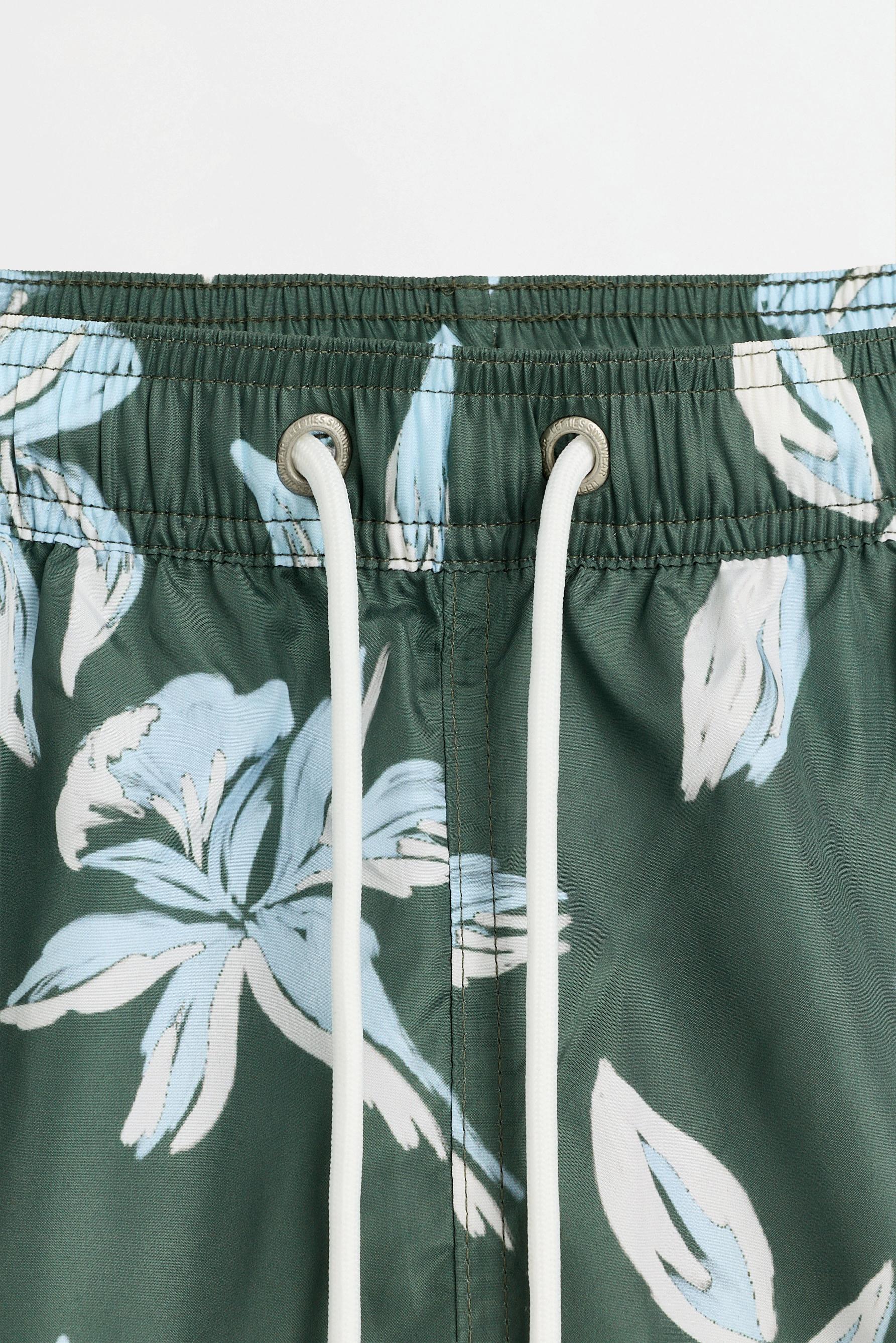 Printed regular fit swim shorts — KHAKI