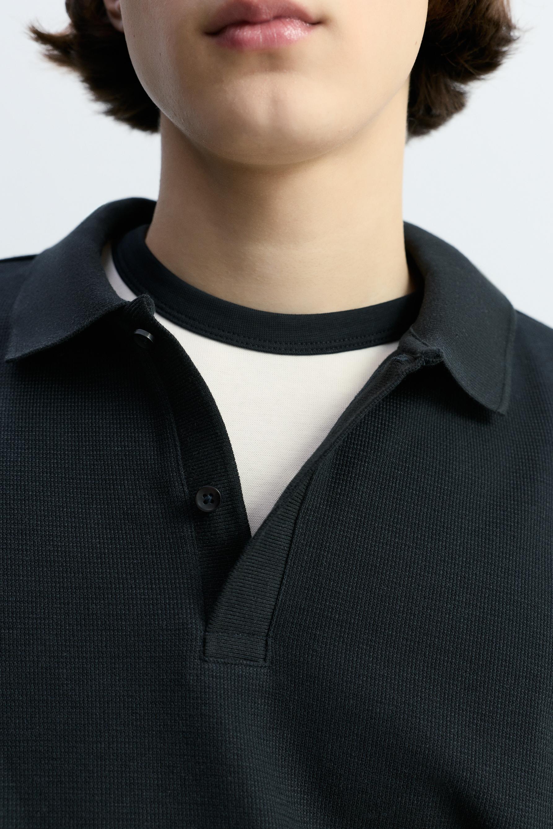 Basic textured polo shirt — NAVY
