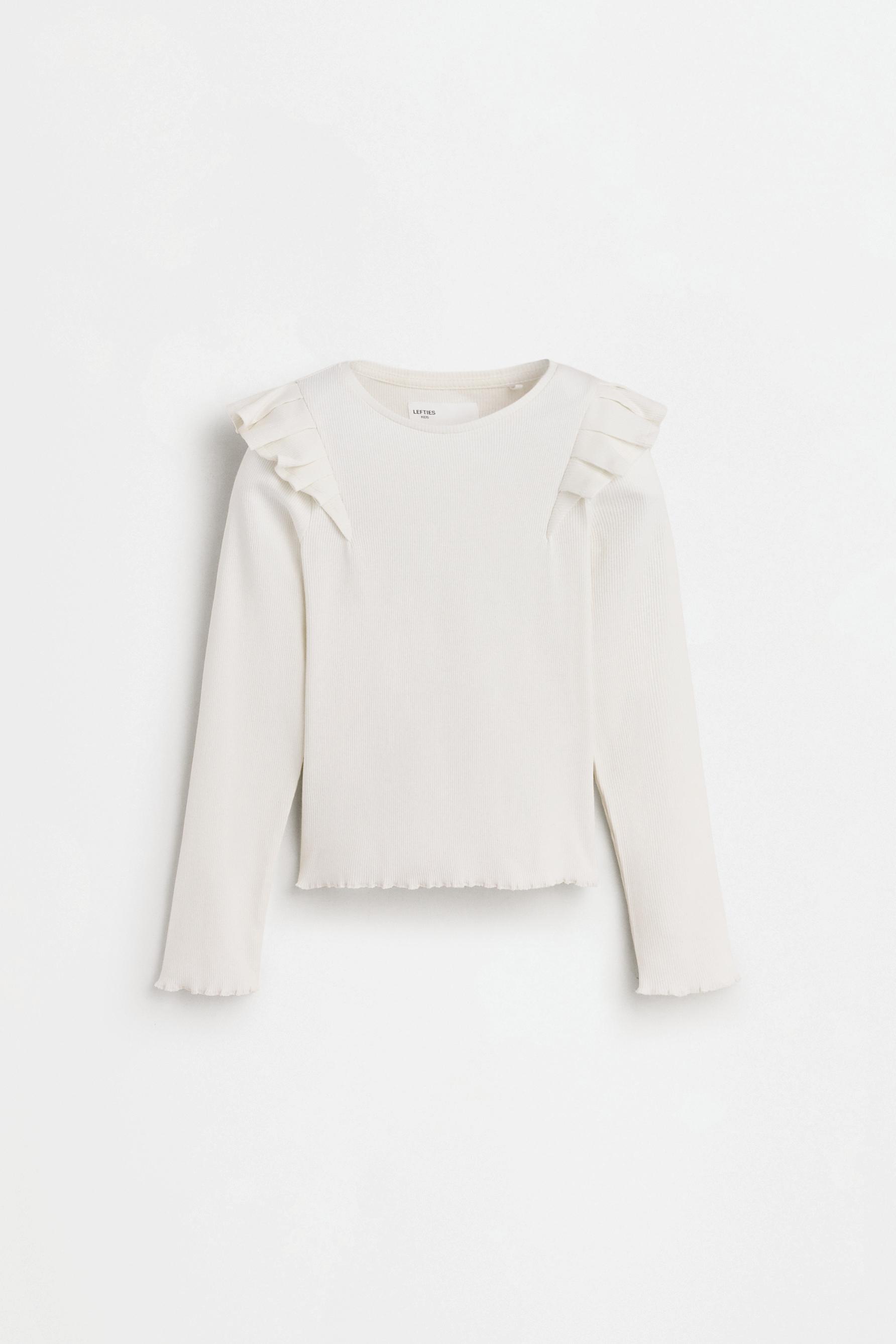 Ribbed Ruffle T-shirt — OFF WHITE