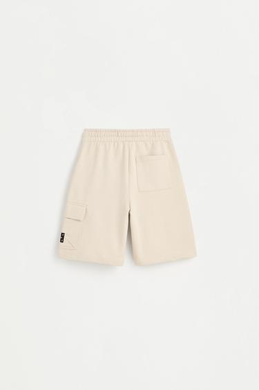 Plush cargo Bermuda shorts — PALE SAND 2