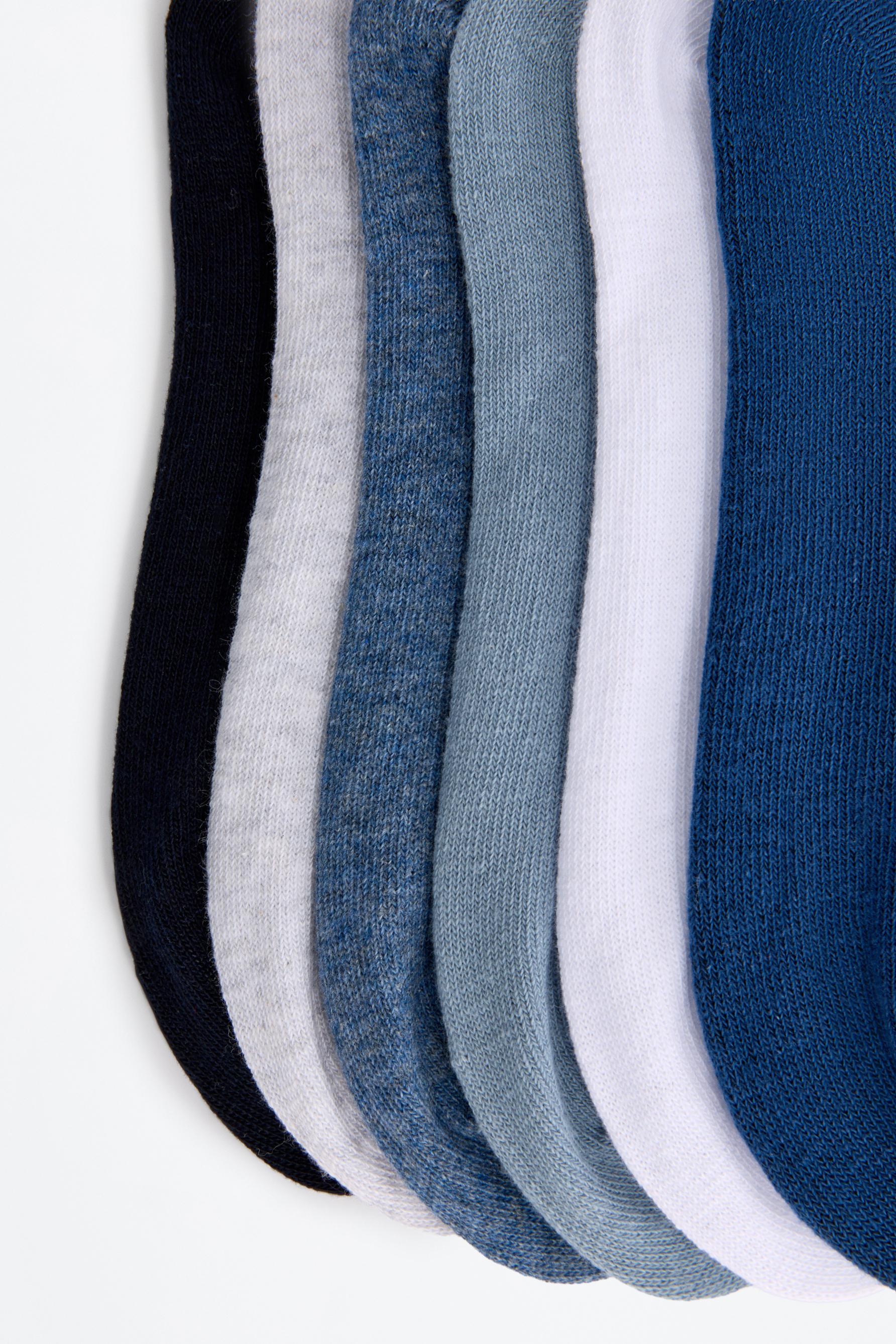 Plain ankle socks (Pack 10) — BLUE/WHITE