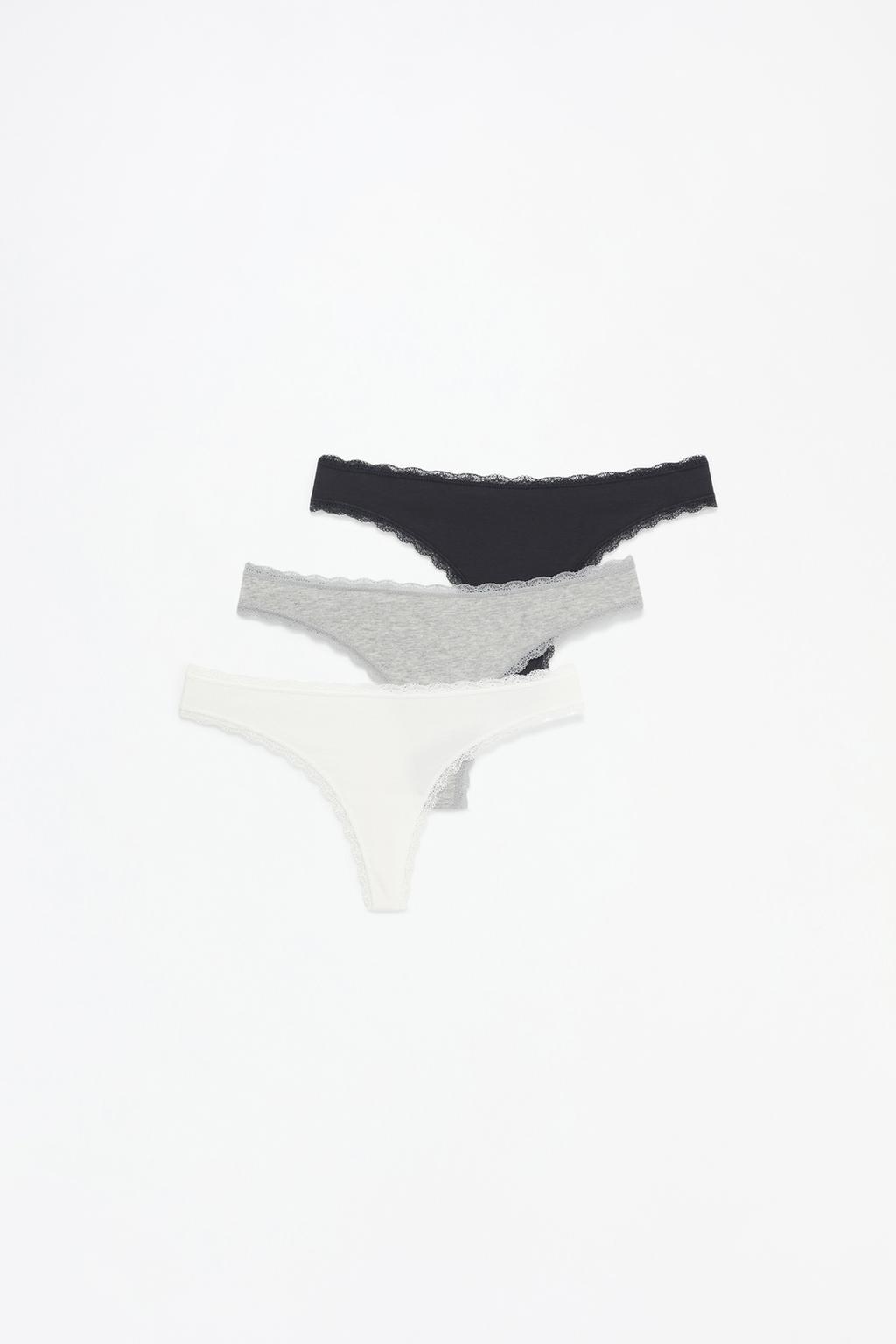 3-Pack of Brazilian briefs with lace trim