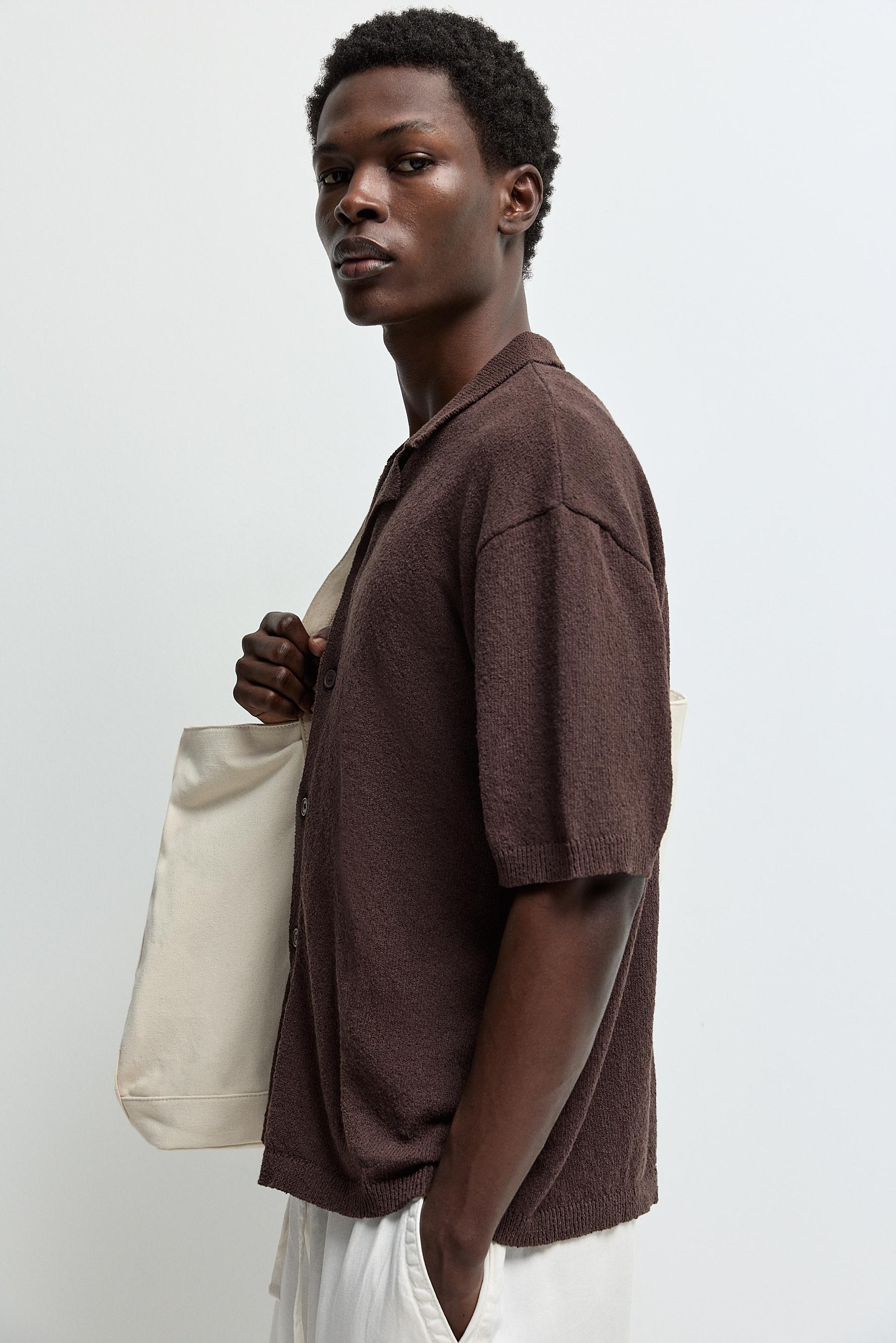 Bouclé knit shirt — CHOCOLATE