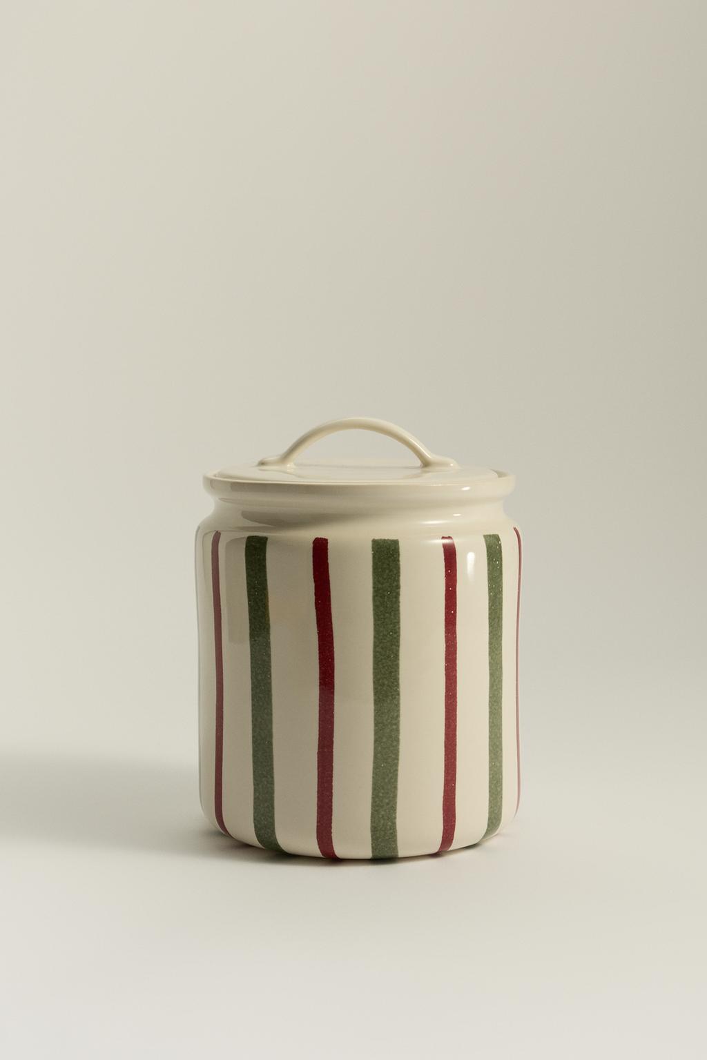 Bote cerámica rayas 17 x 16,5 x 19,5 cm