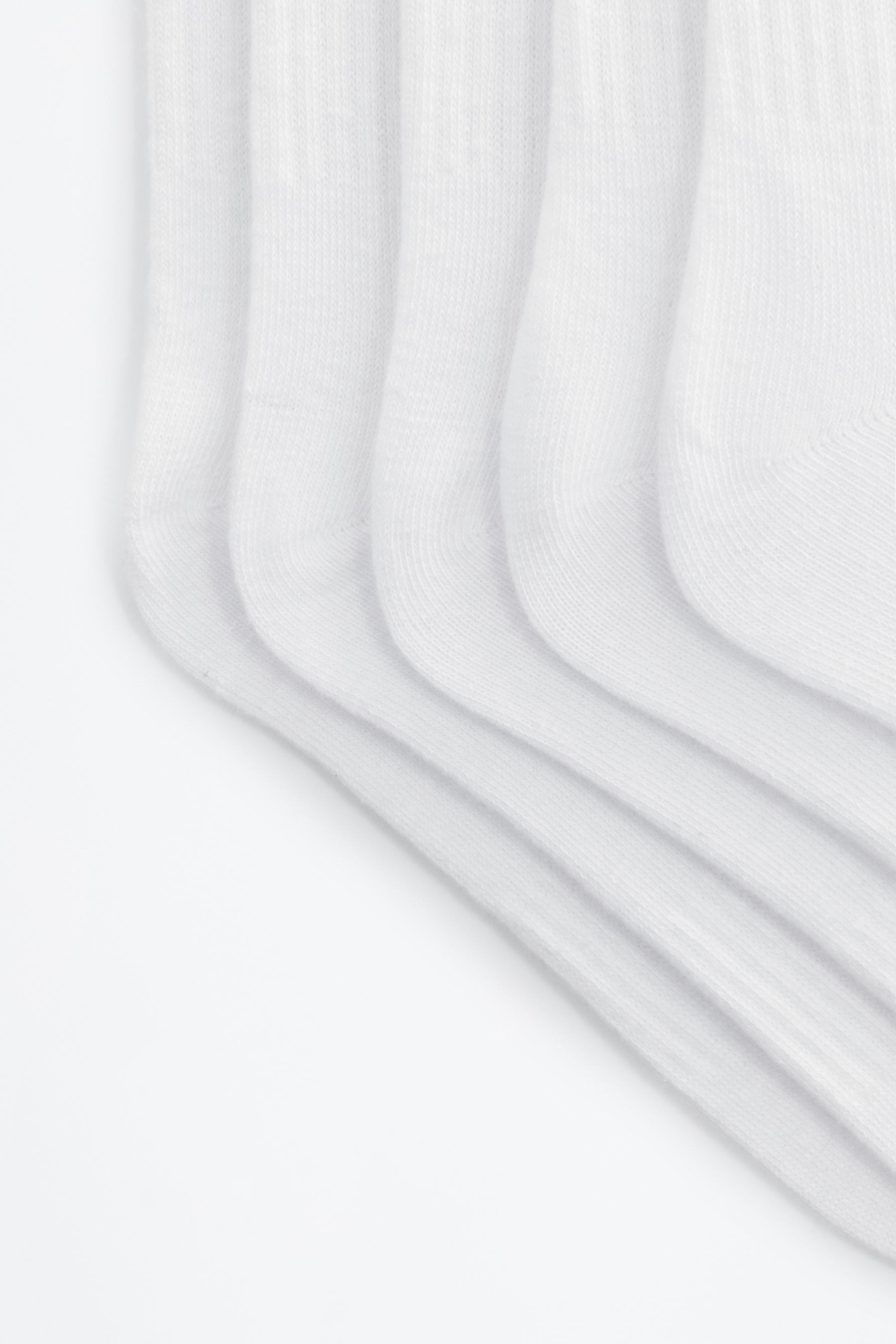 Long sports socks (Pack 5) — WHITE