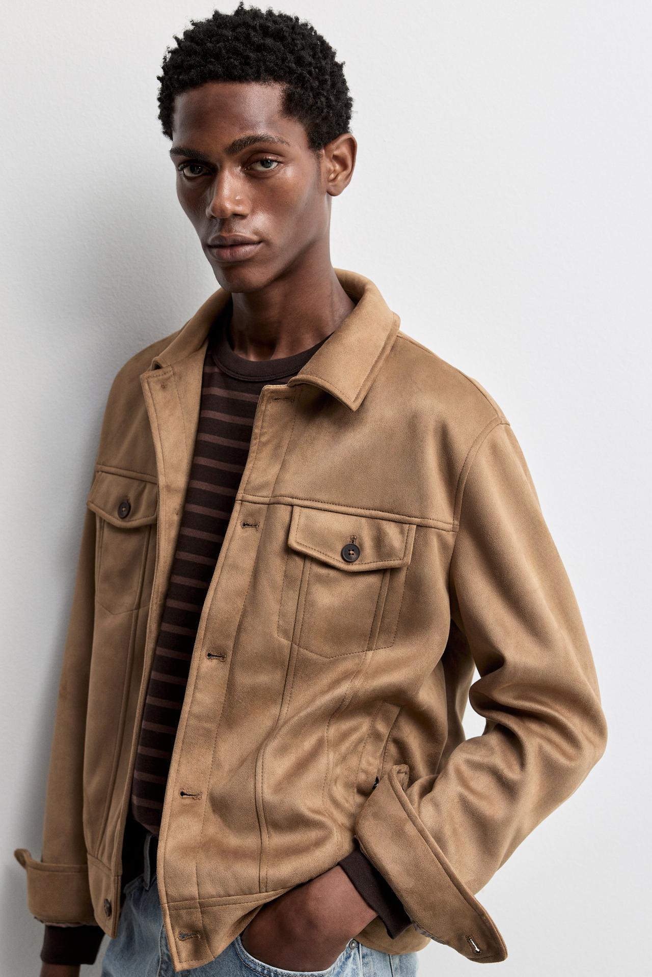 Faux suede jacket — BROWN
