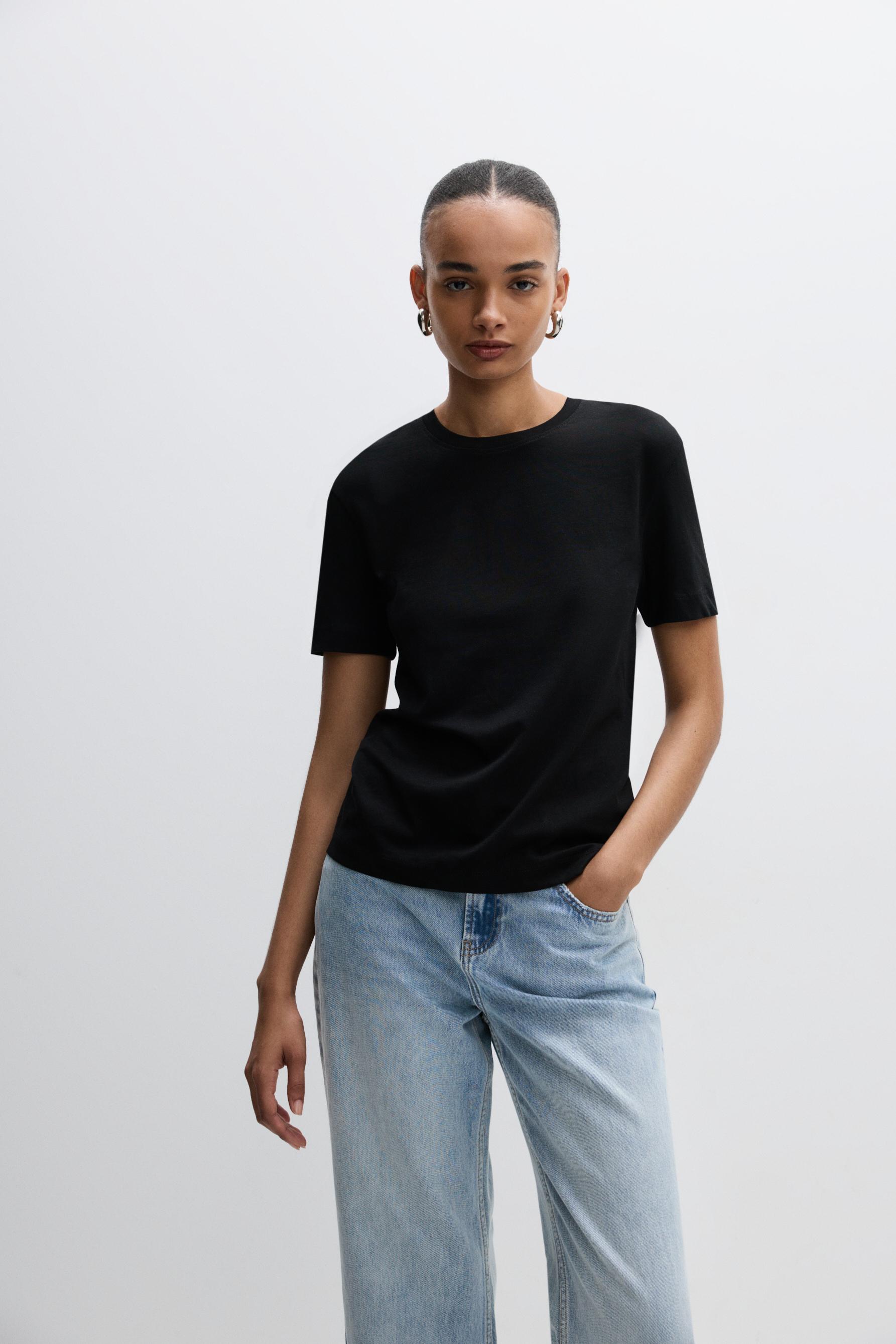 2-pack of basic round neck T-shirts — BLACK
