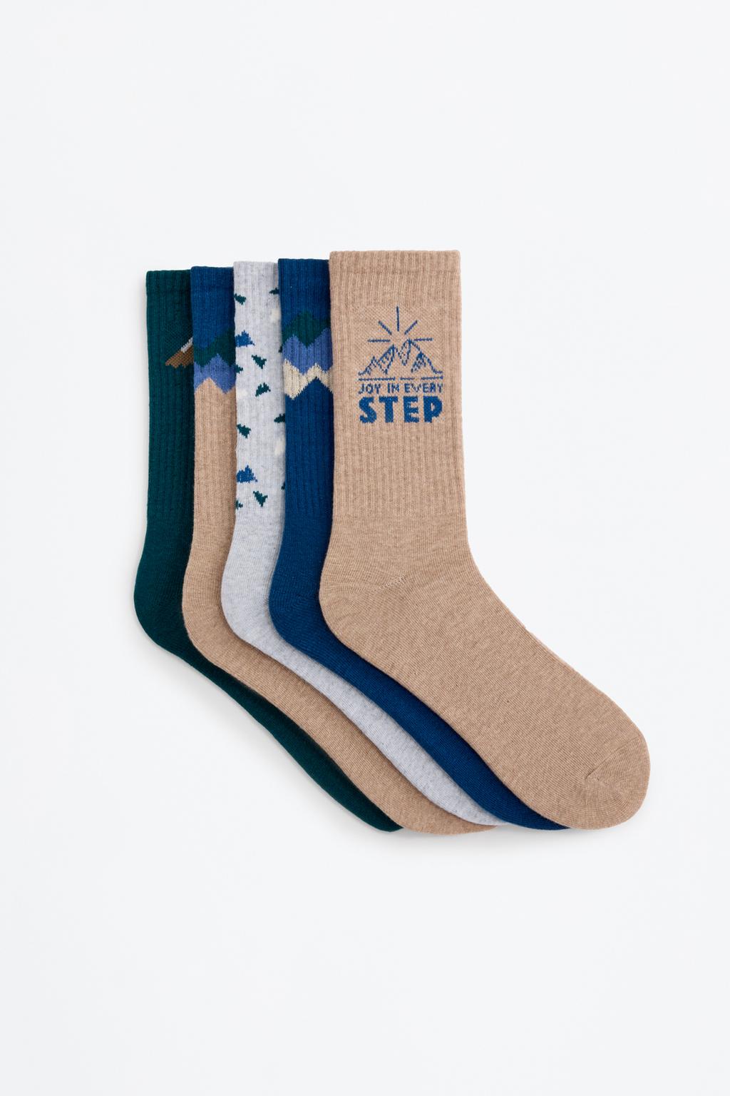 Pack 5 calcetines largos combinados canalé