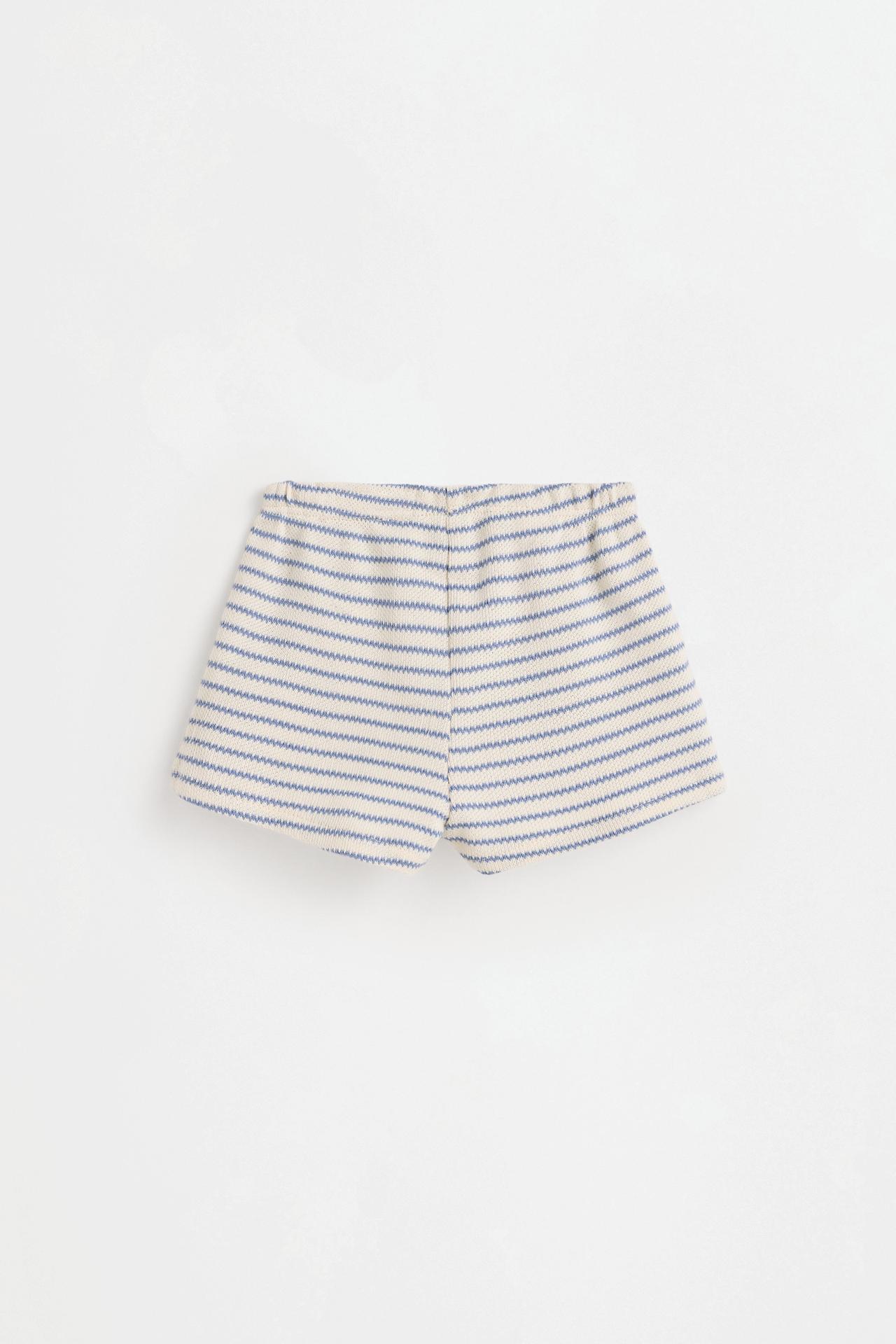 Striped bias cut top and shorts set — BLUE