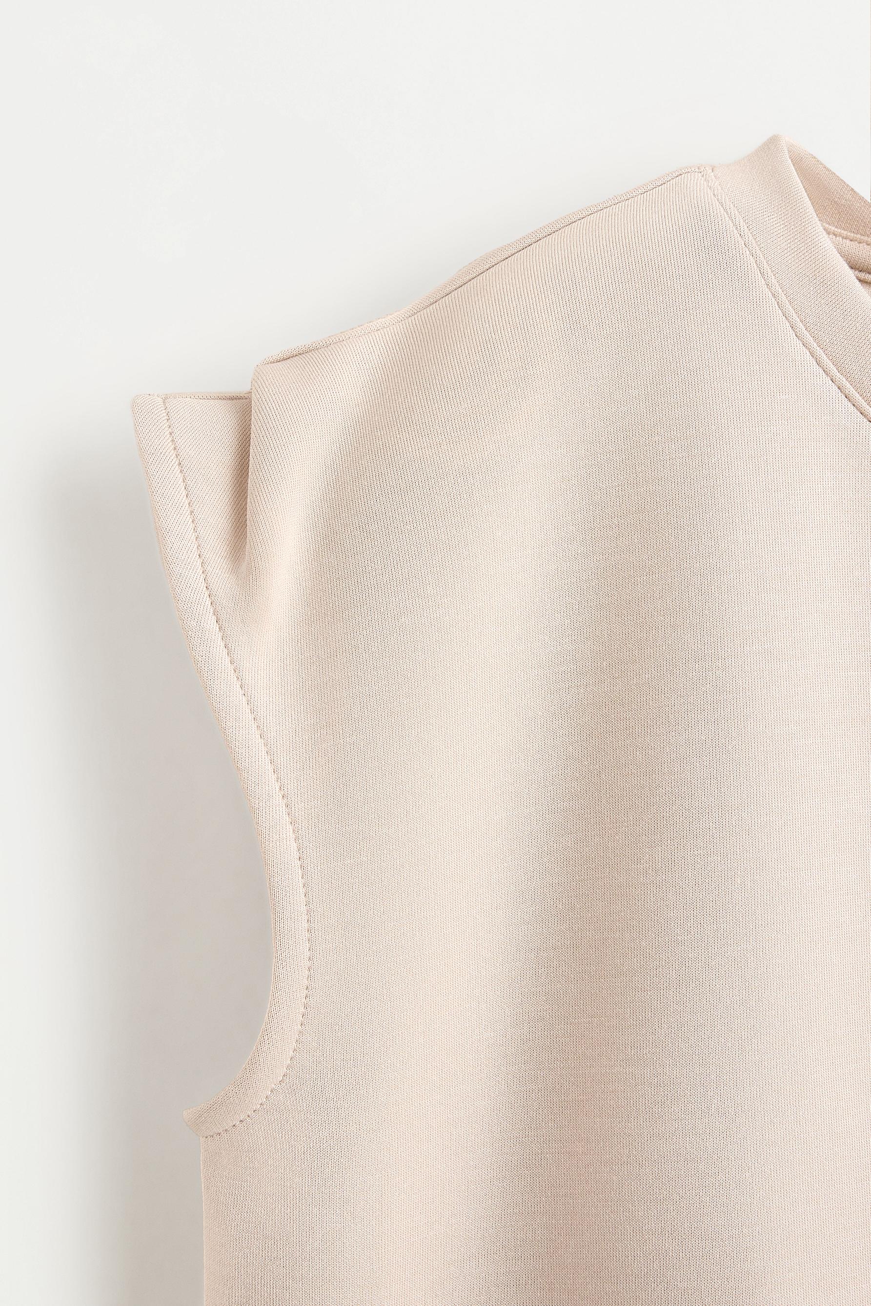 Cropped fluid plush T-shirt — BEIGE