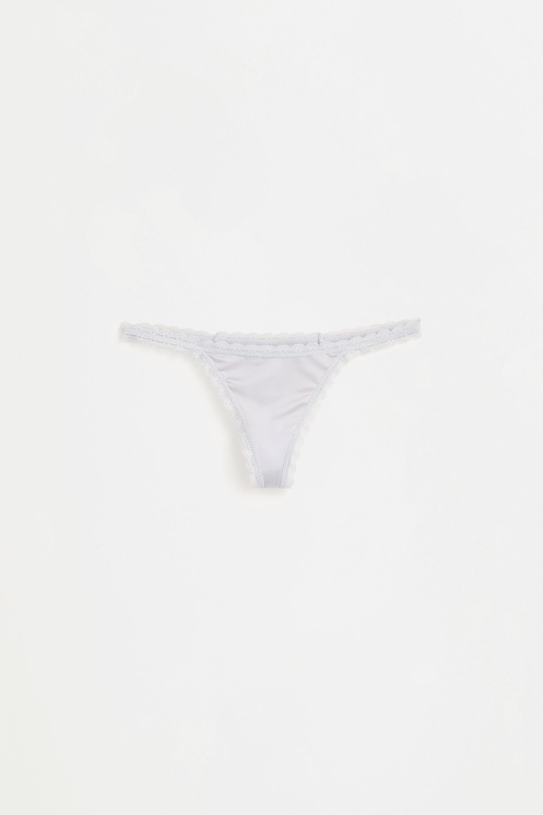 Satin Lace Thongs (4-Pack) — BLUE/WHITE