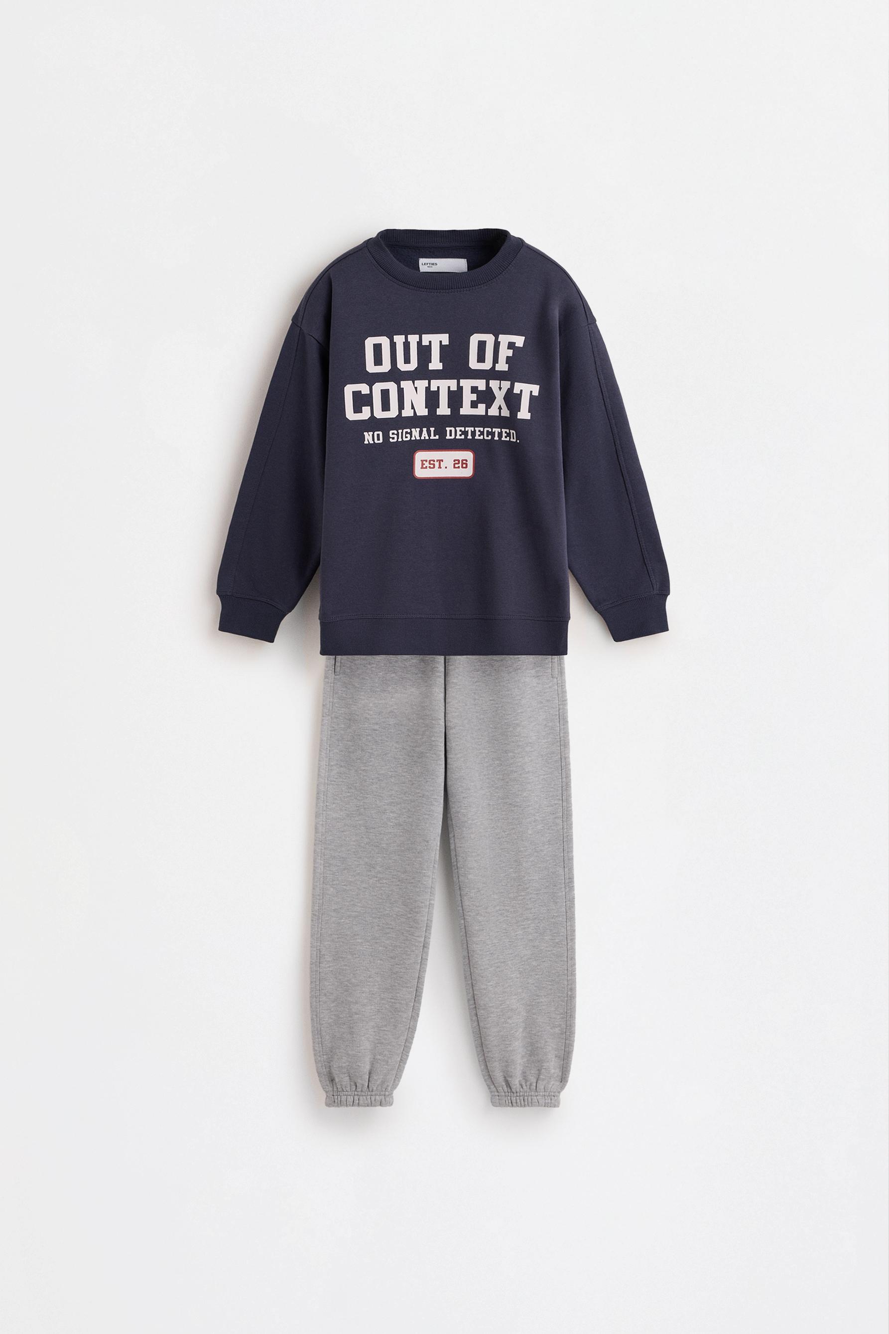 Printed sweatshirt and plush trousers co-ord — NAVY
