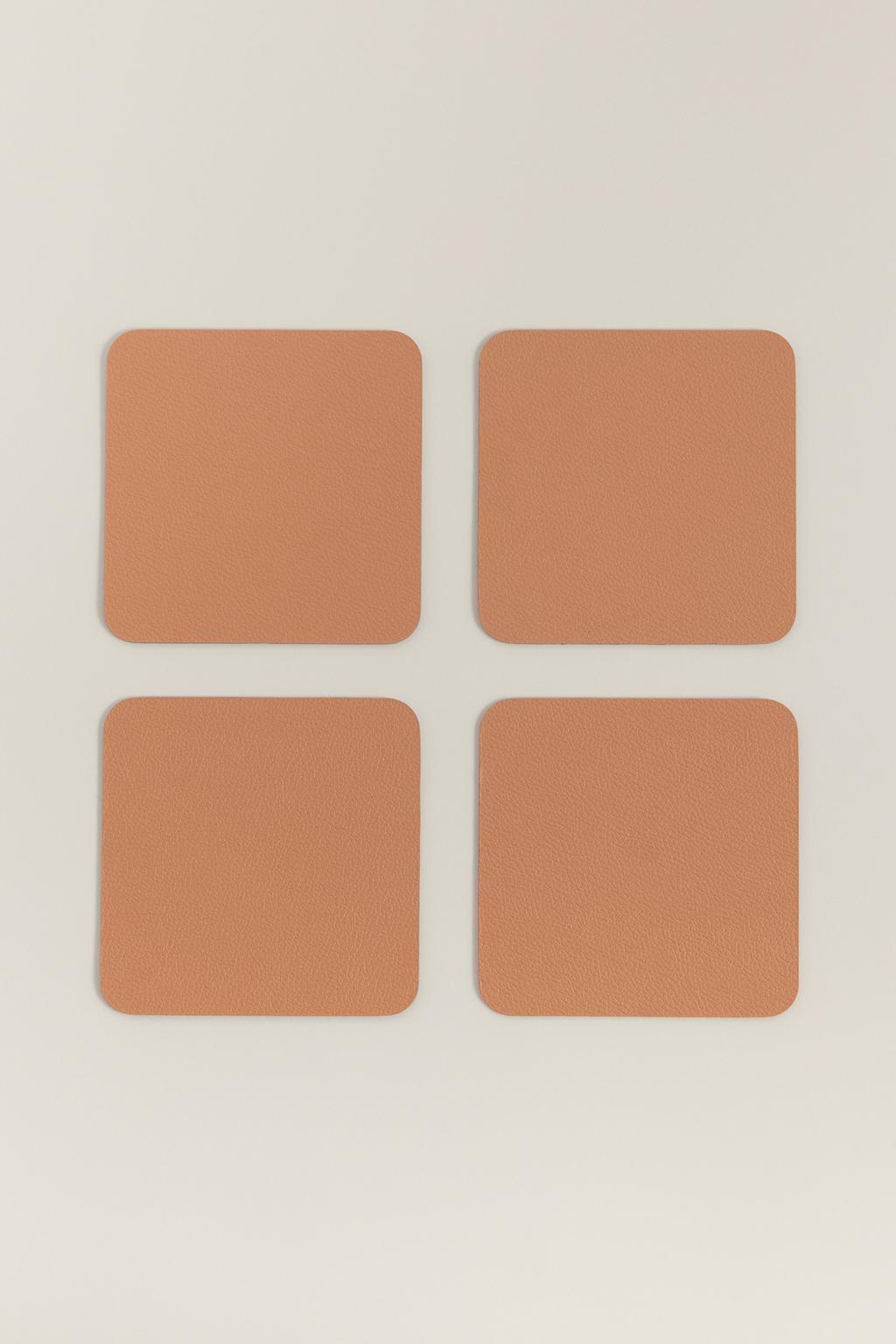 Pack of 4 leather coasters 10 x 10 cm