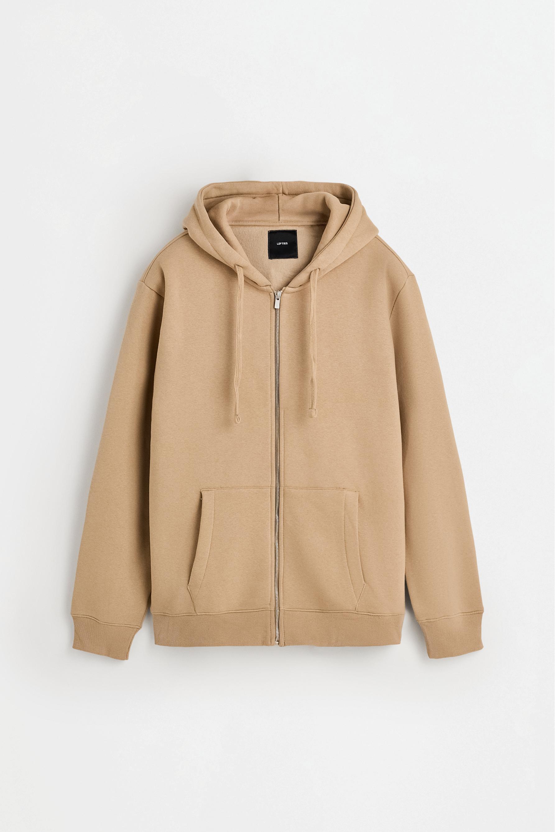 Basic zip-up hoodie — PALE SAND