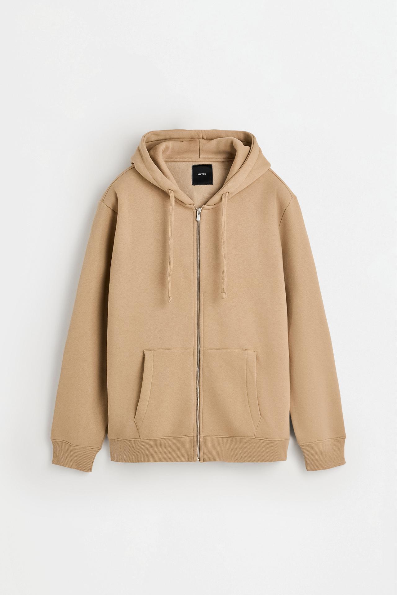 Basic zip-up hoodie — PALE SAND