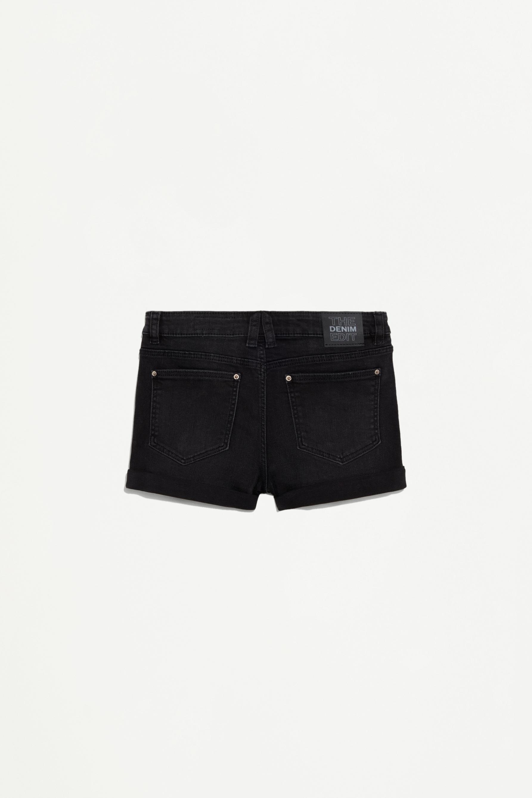 Stretch denim shorts — BLACK