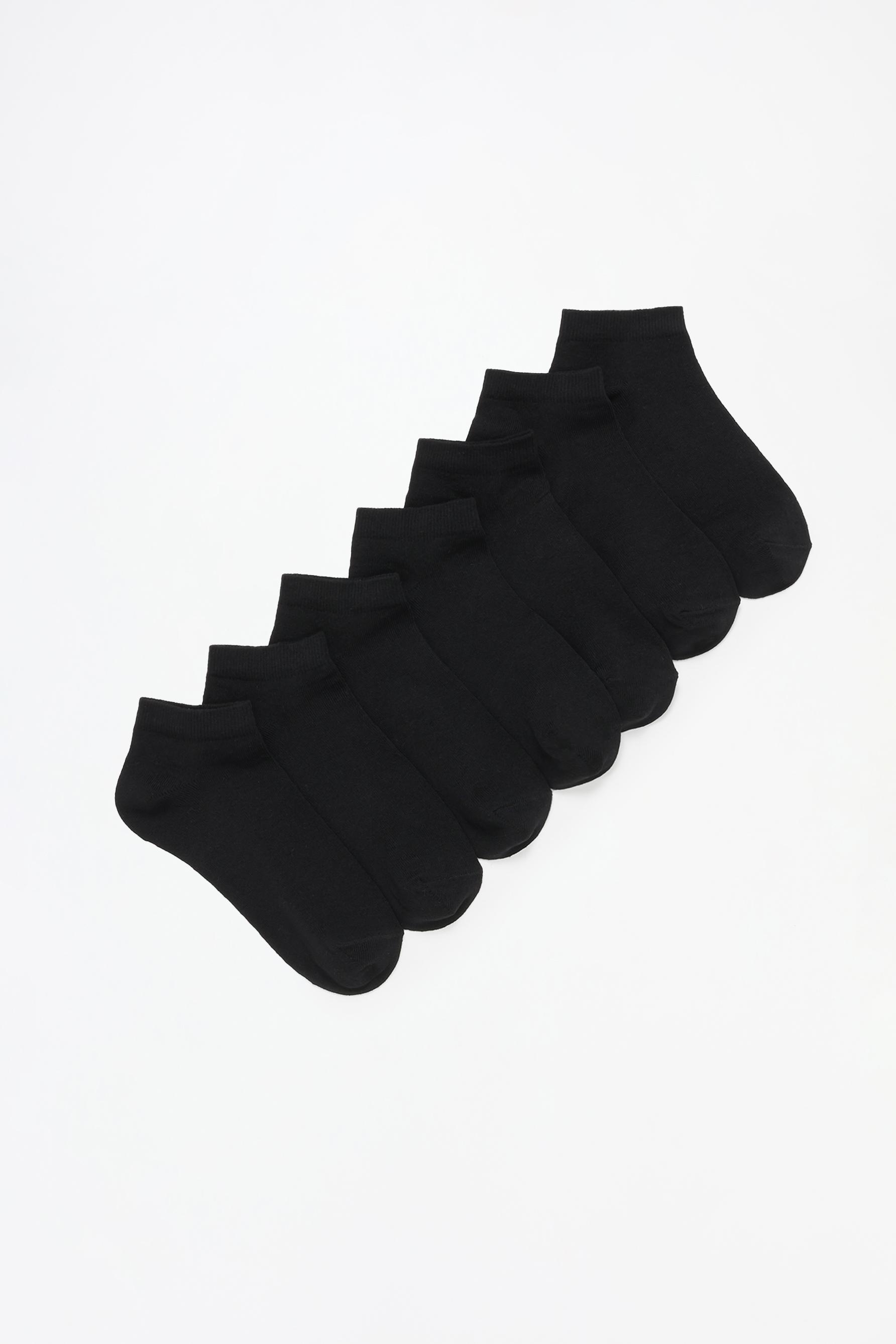 Basic short socks (7-pack) — BLACK