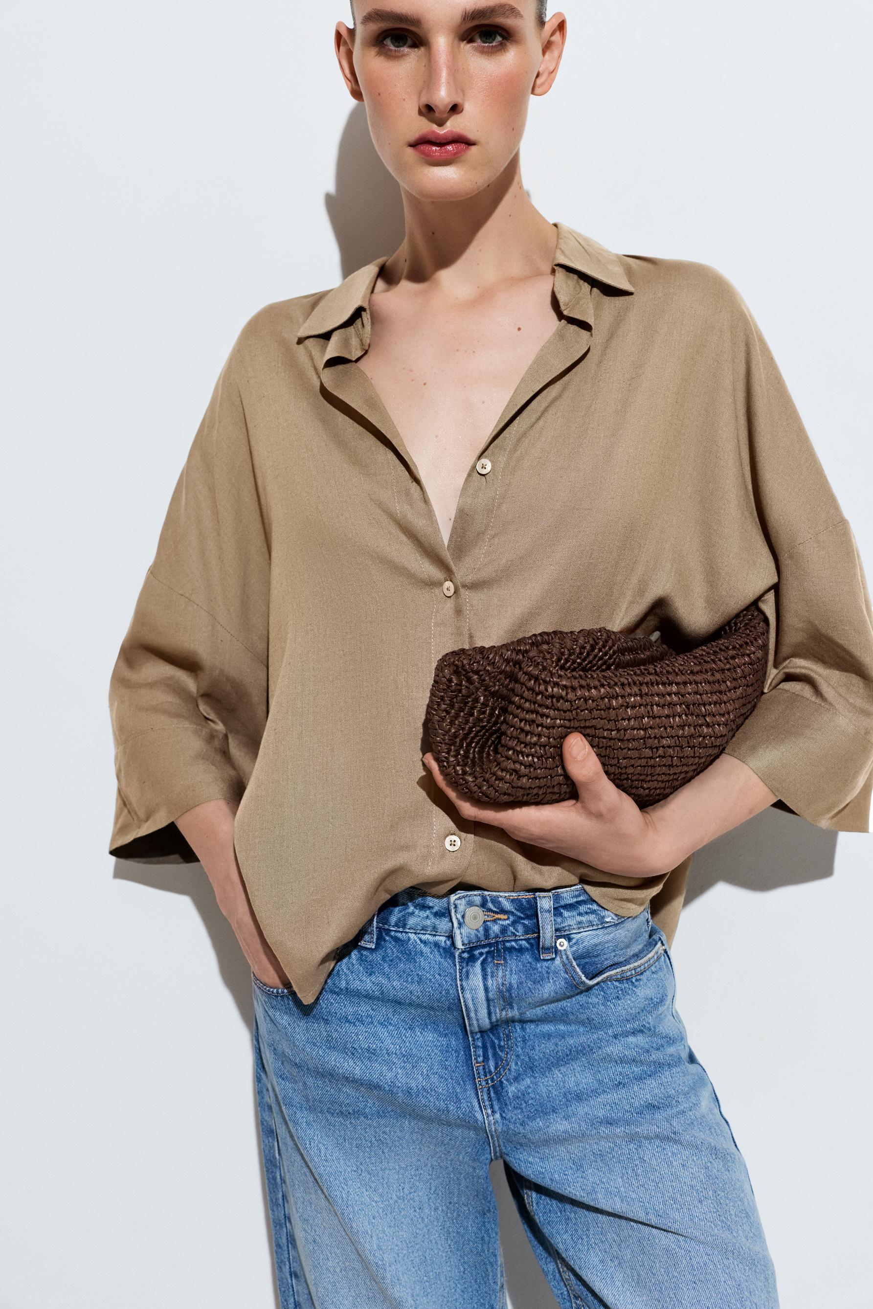 Wide sleeve shirt — KHAKI