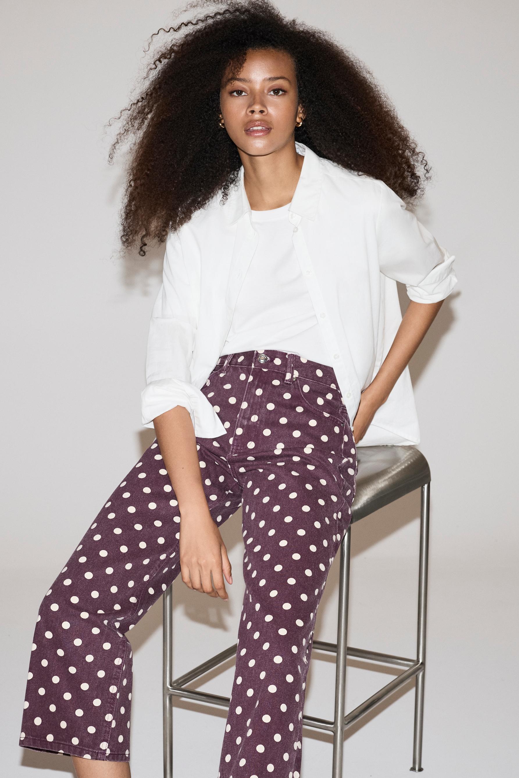 Basic printed culotte jeans — DUSTY PINK