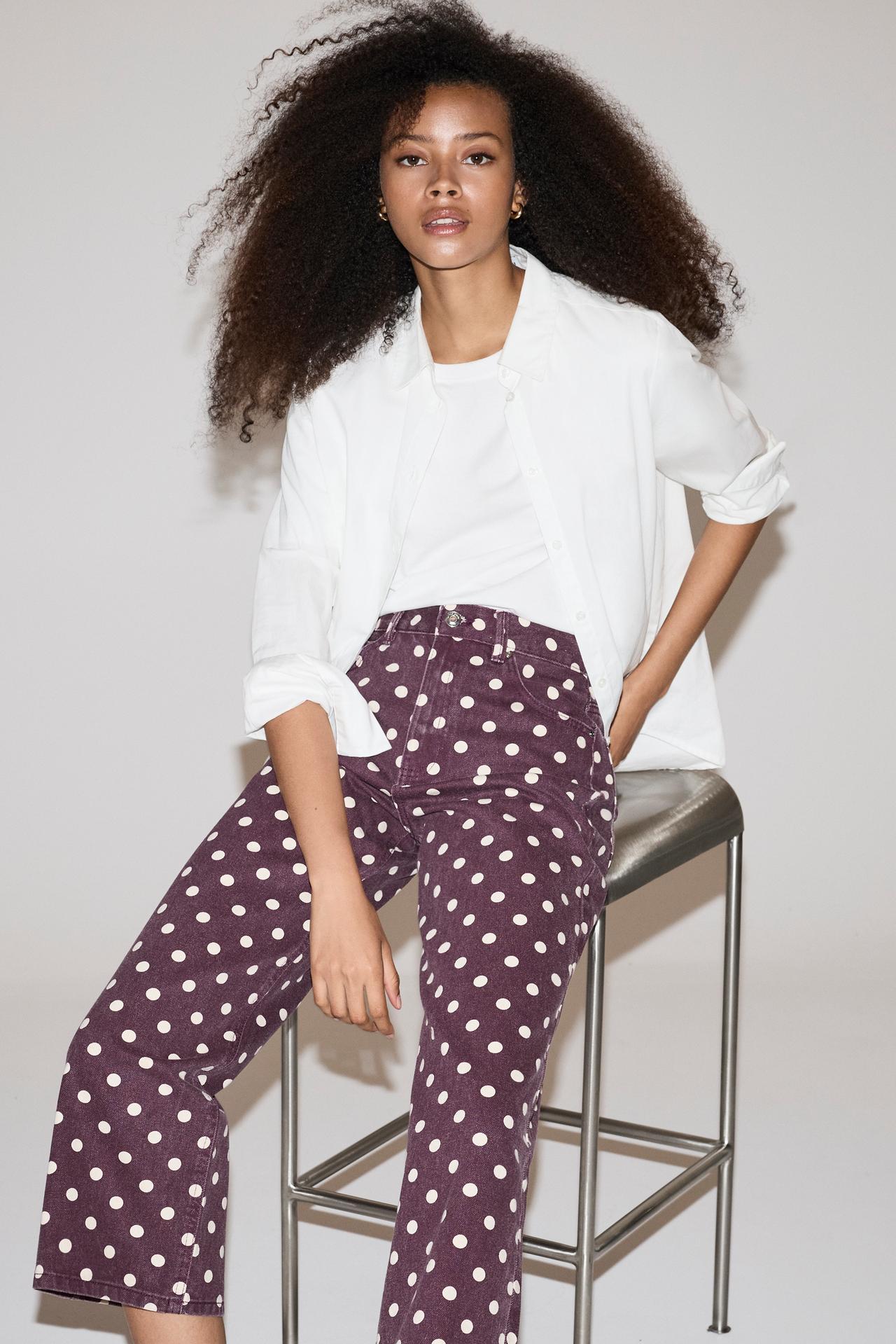 Basic printed culotte jeans — DUSTY PINK