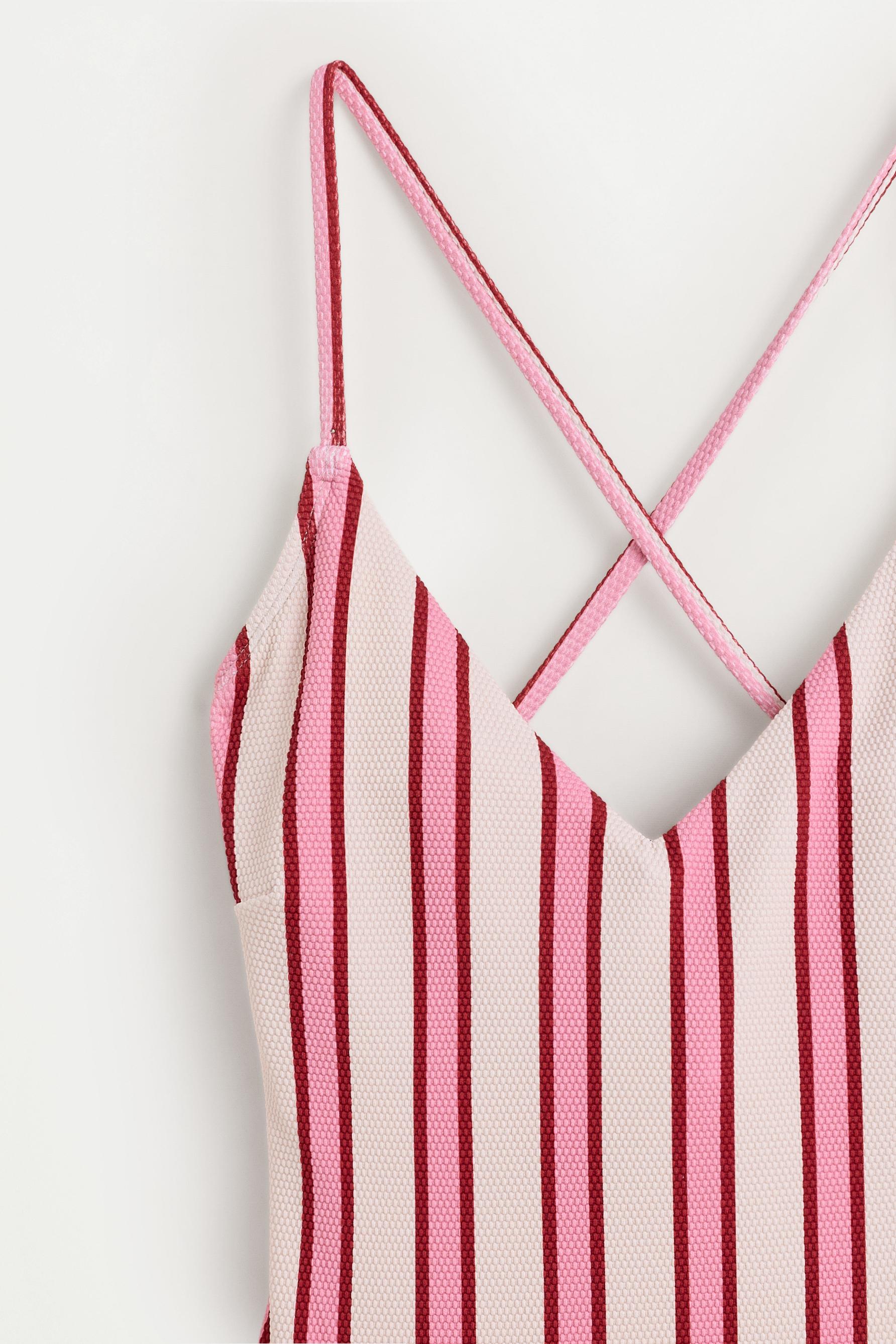 Women's | Pink Stripe Swimsuit — PINKISH WHITE