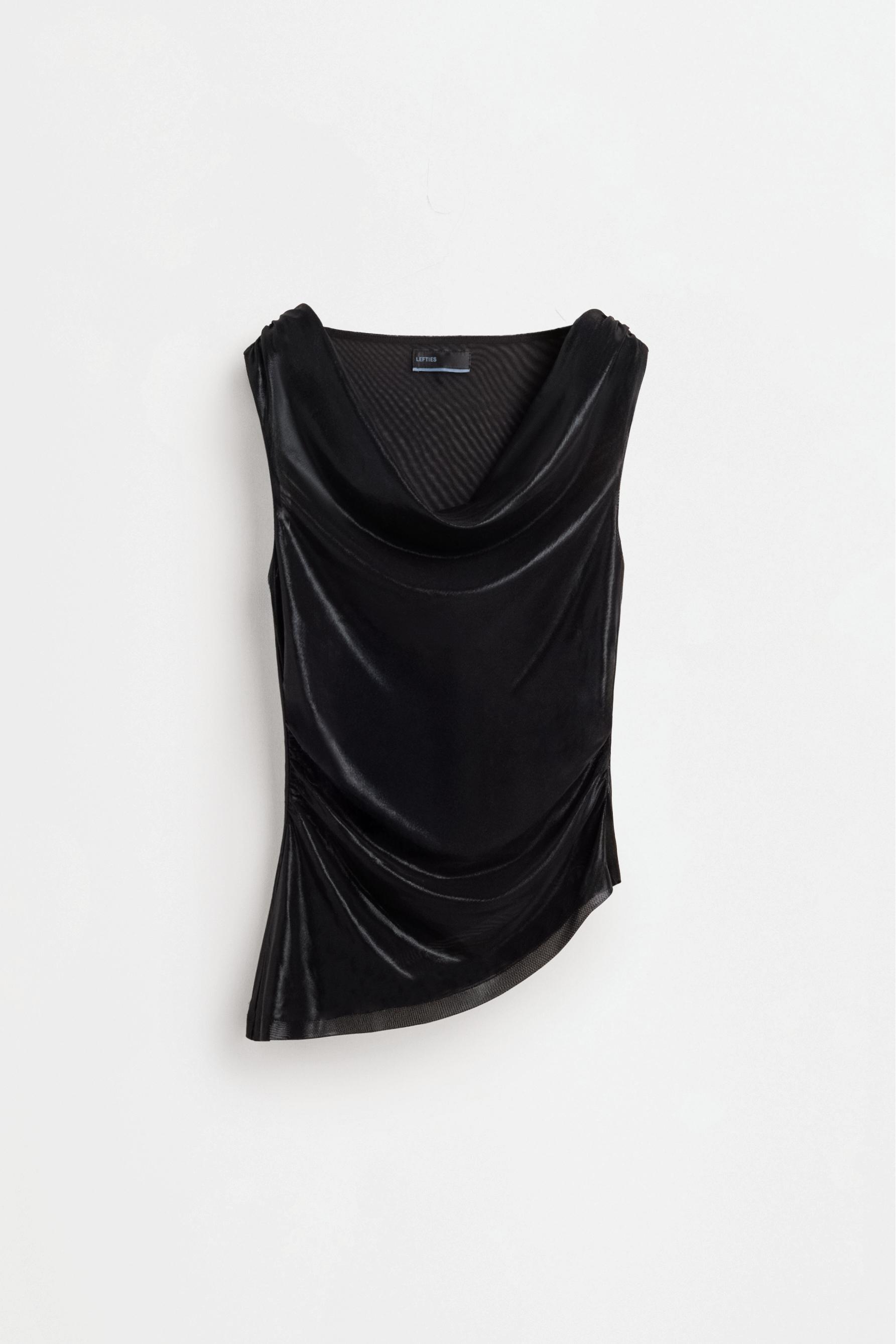 Metallic effect asymmetrical top — BLACK