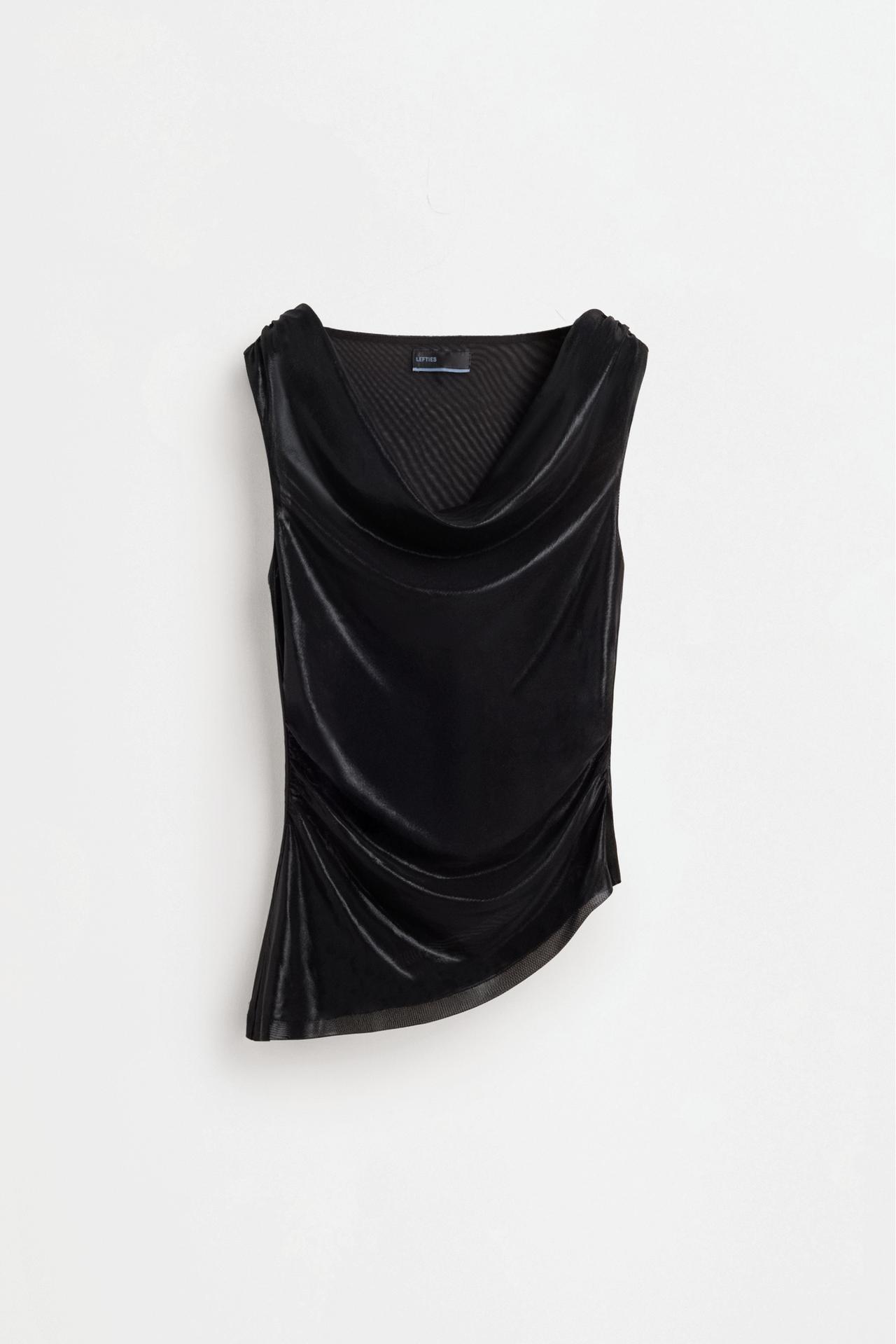 Metallic effect asymmetrical top — BLACK