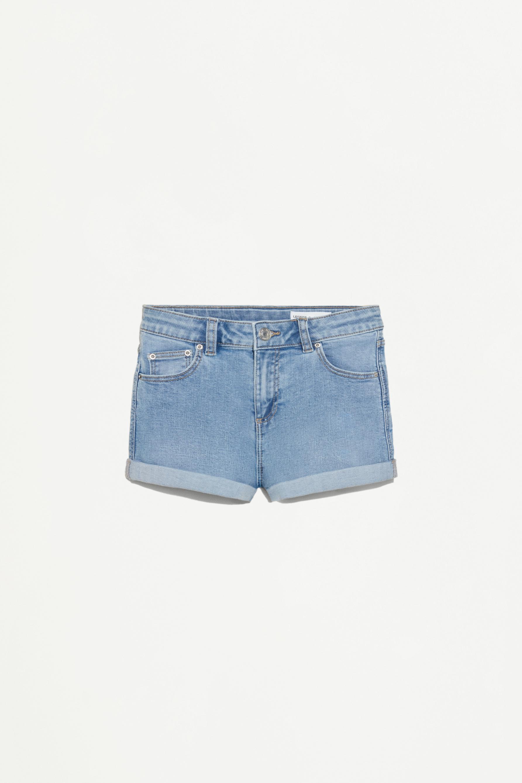 Stretch denim shorts — PALE BLUE