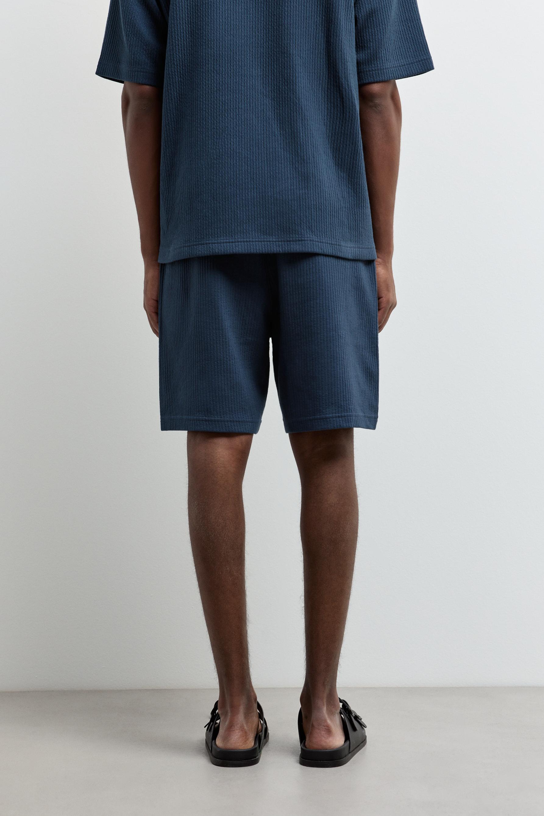 Textured tracksuit Bermuda shorts — OCEAN BLUE