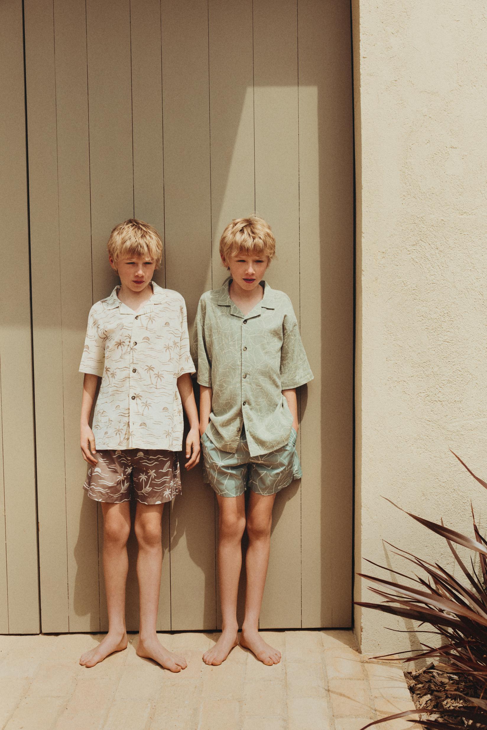 Printed swim shorts — GREEN